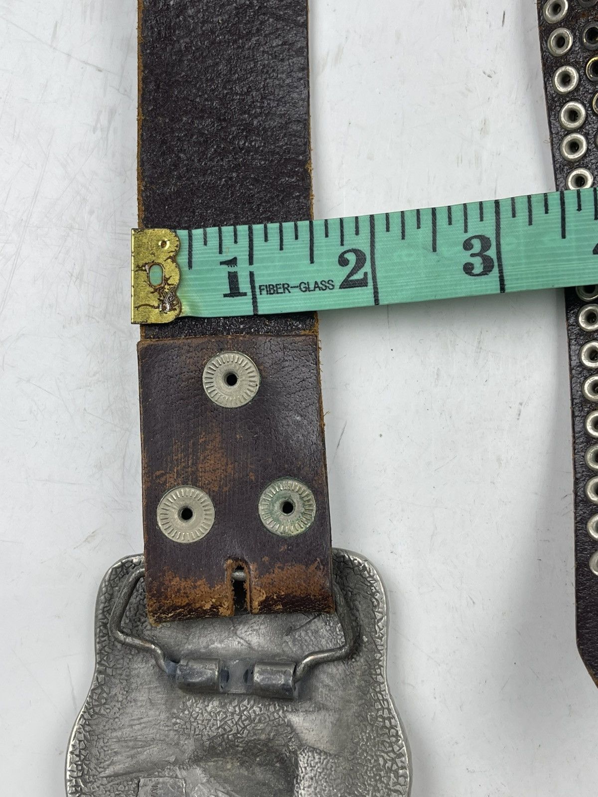 Japanese Brand vintage big buckle studded leather belt tc31 Size 38 - 9 Thumbnail