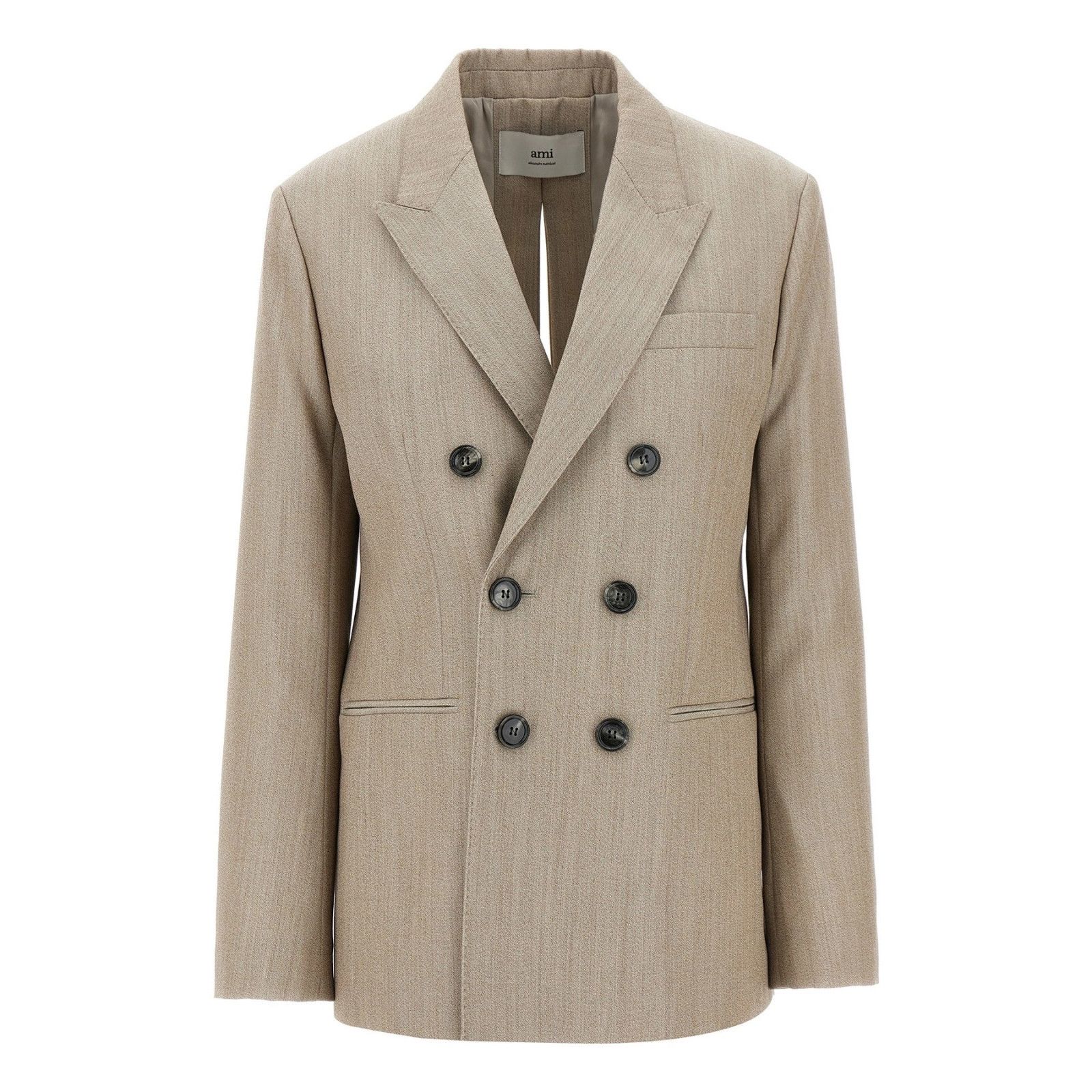 AMI AMI PARIS Maxi Split Beige Wool Blazer New & Authentic (Wome Size XS / US 0-2 / IT 36-38 - 1 Thumbnail