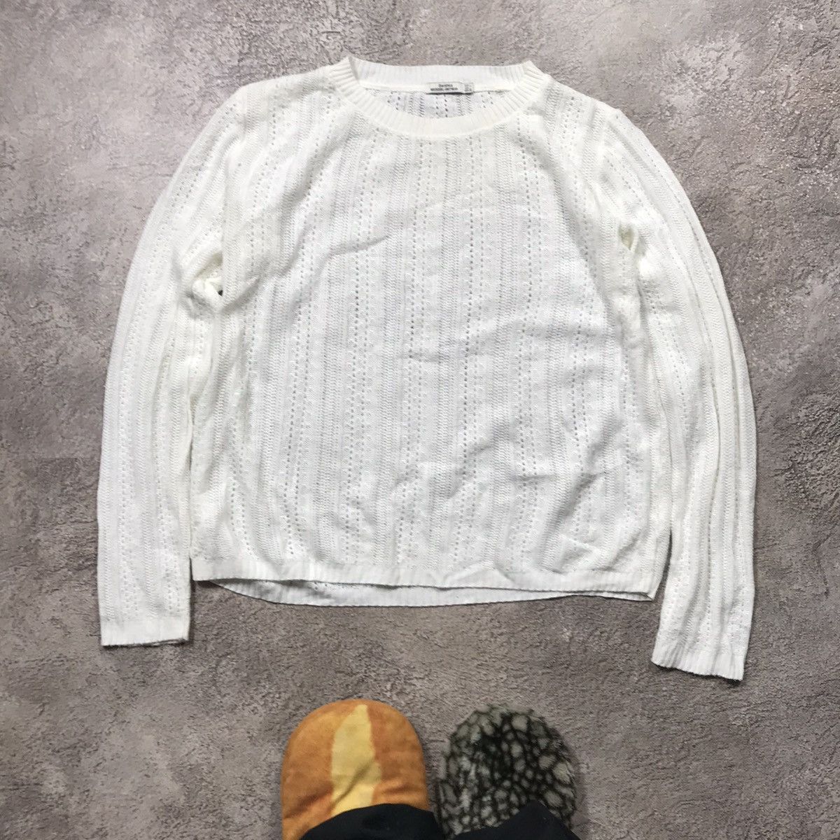 Vintage Vintage 90s Cream Ribbed Longsleeve Minimalist Grunge Logo L Size L / US 10 / IT 46 - 1 Thumbnail
