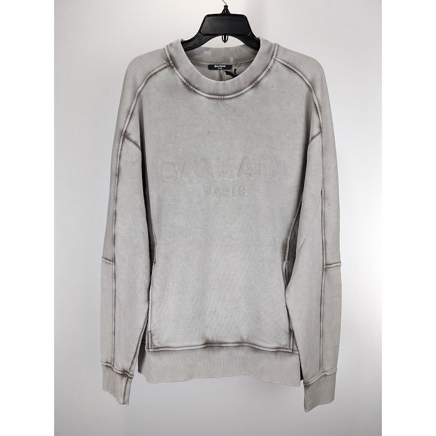 Balmain o1rshd1 Q:2 / Washed Sweatshirt in Grey Size US S / EU 44-46 / 1 - 1 Thumbnail