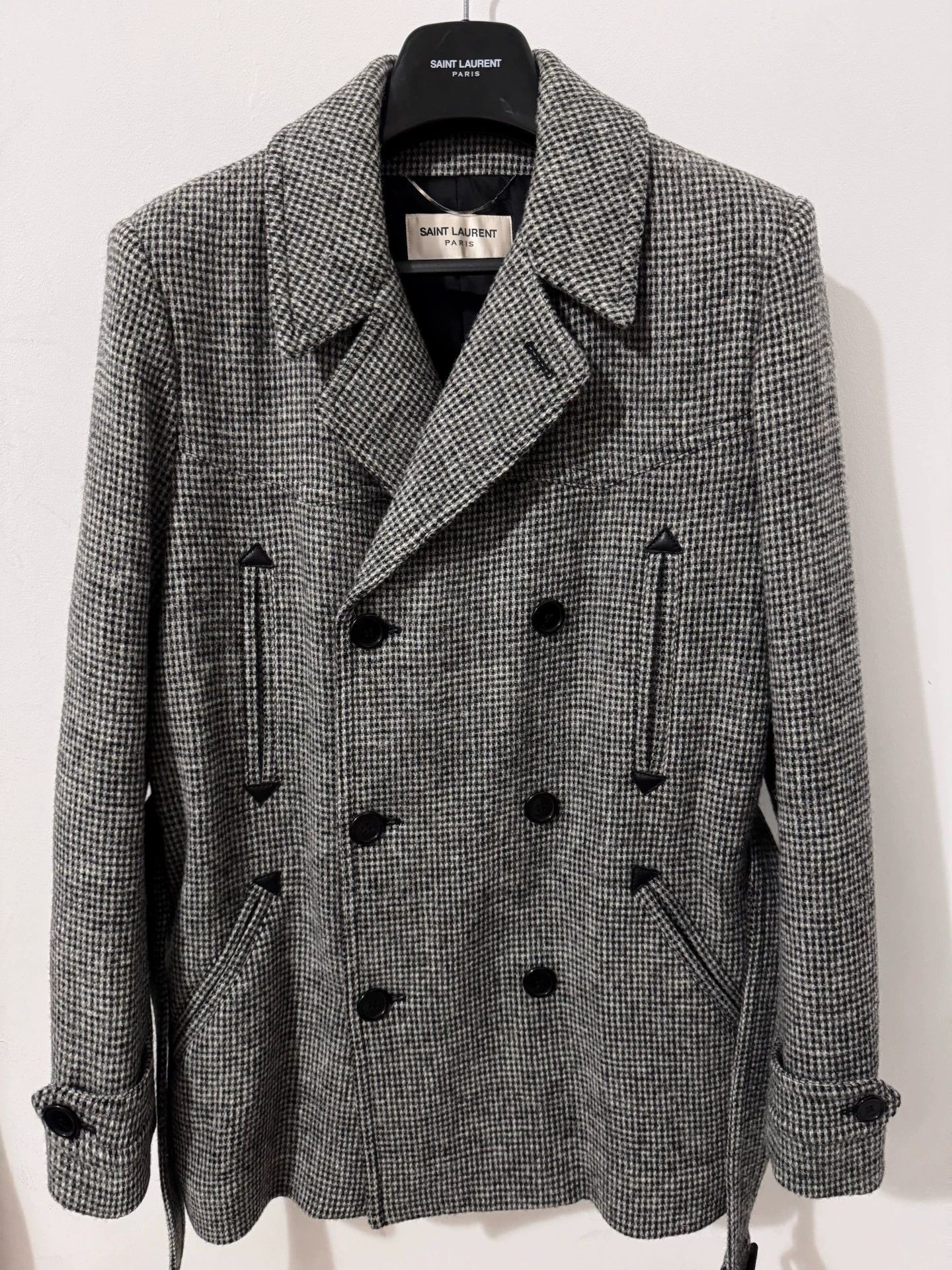 Saint Laurent Paris Saint Laurent SLP Double-Breasted Houndstooth Coat Size US XL / EU 56 / 4 - 1 Thumbnail