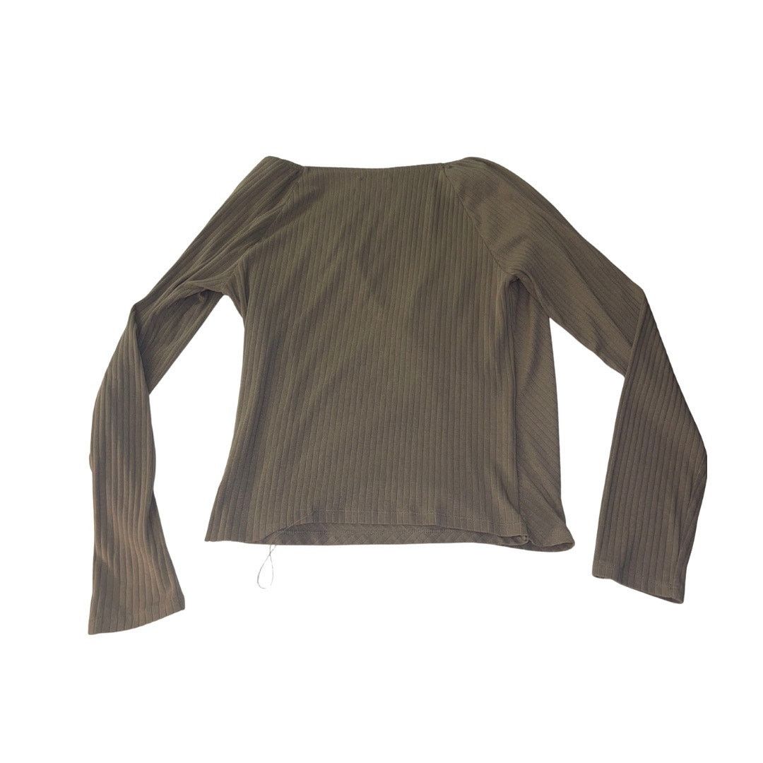 Gap Gap Women Rib Long Sleeve Wrap Taupe Top Blouse Size Large Size L / US 10 / IT 46 - 2 Thumbnail