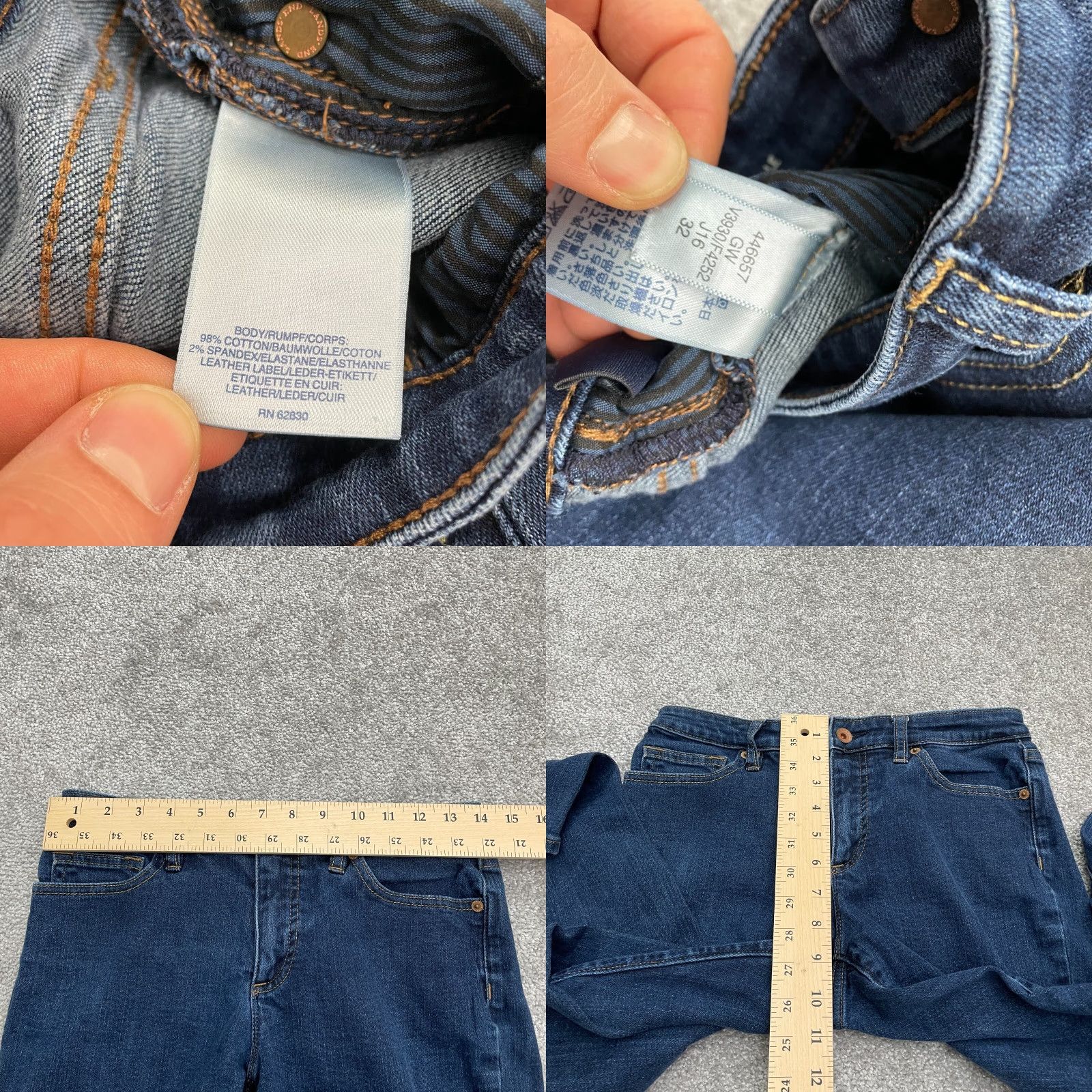Lands' End Lands' End Jeans Womens 4 Mid Rise Straight Denim 28x29.5 Blue Dark Wash Cotton 5-Pocket Classic Size 27" / US 4 / IT 40 - 8 Thumbnail
