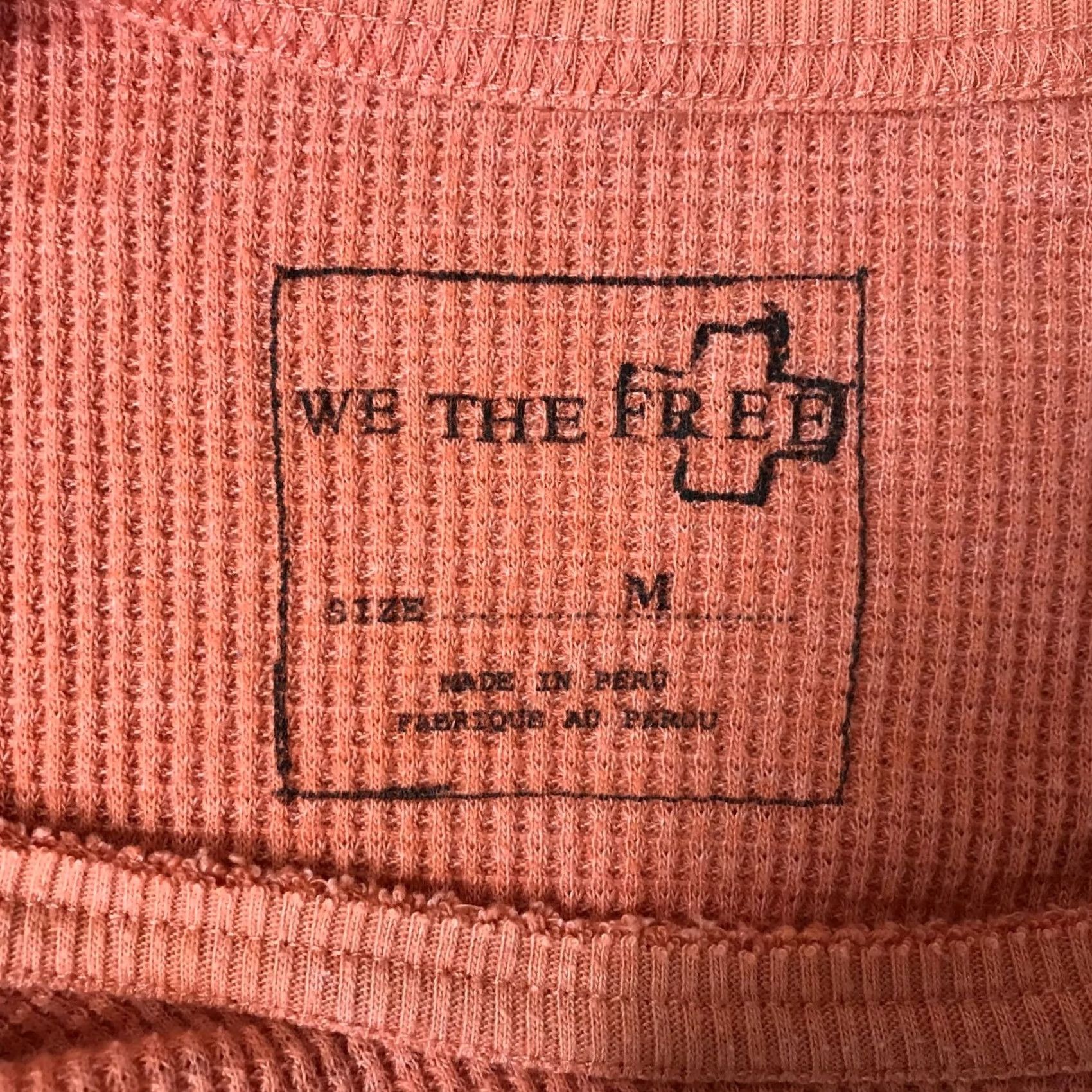 Vintage We The Free Shirt Womens M Orange WOMEN LONG SLEEVE WAFFLE KNIT TOP Size M / US 6-8 / IT 42-44 - 7 Thumbnail