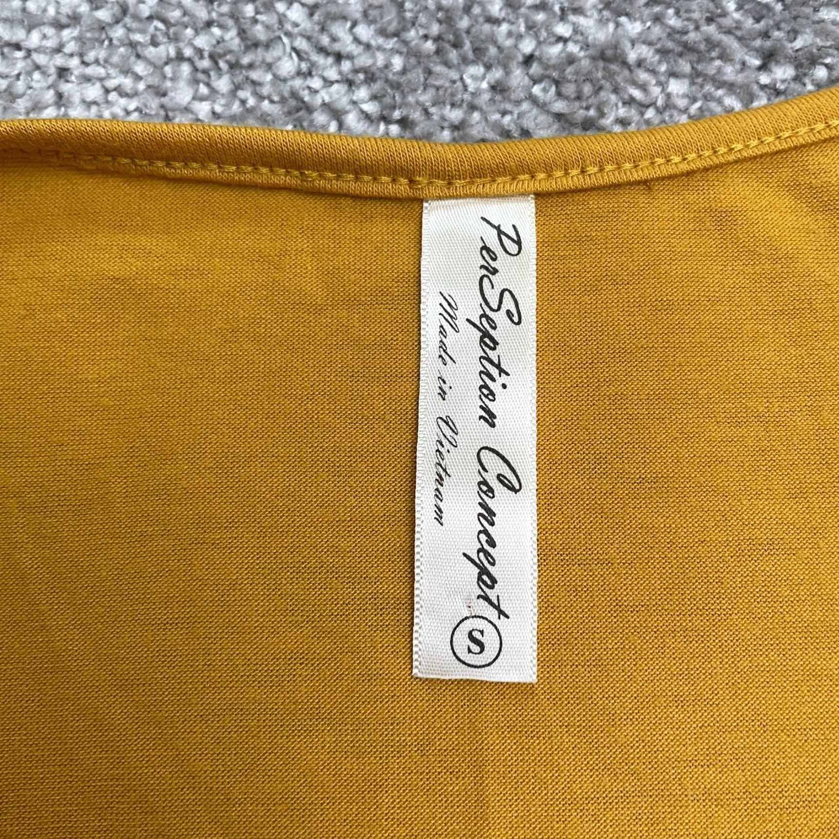 Vintage Perseption Concept Blouse Womens Small Mustard V-Neck Tie Stretch Casual Top Size S / US 4 / IT 40 - 5 Thumbnail
