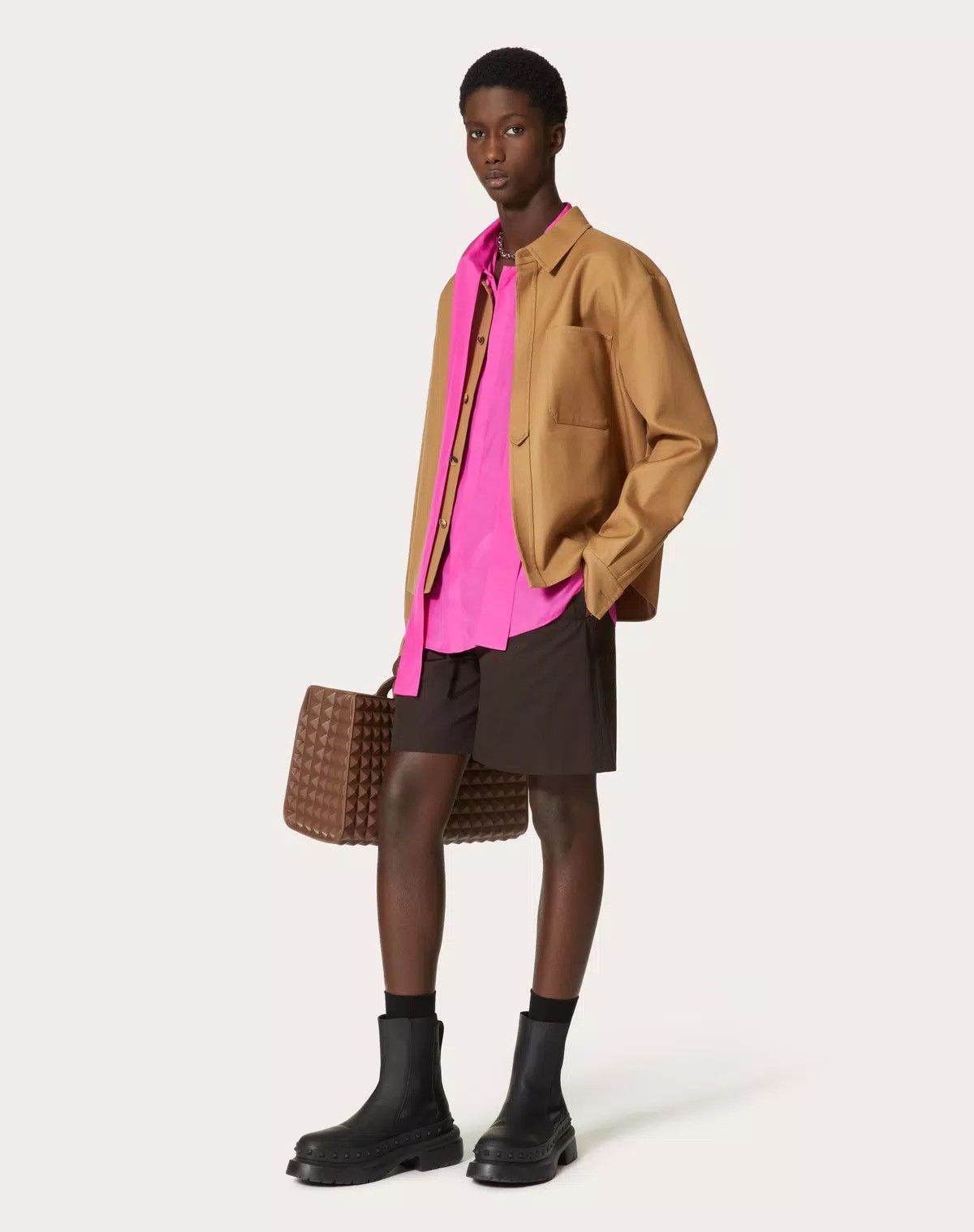 Valentino oc11z0725 Silk Shirt With Scarf Detail At Neck in Pink Size US XXL / EU 58 / 5 - 3 Thumbnail
