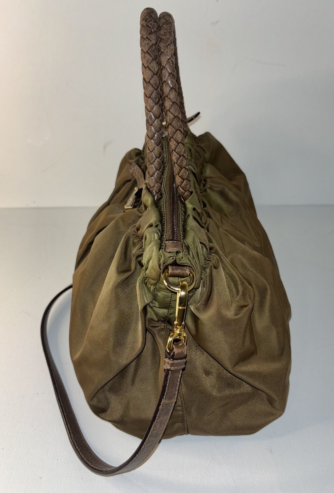 Prada Prada Hand Bag Green Nylon Size ONE SIZE - 8 Thumbnail