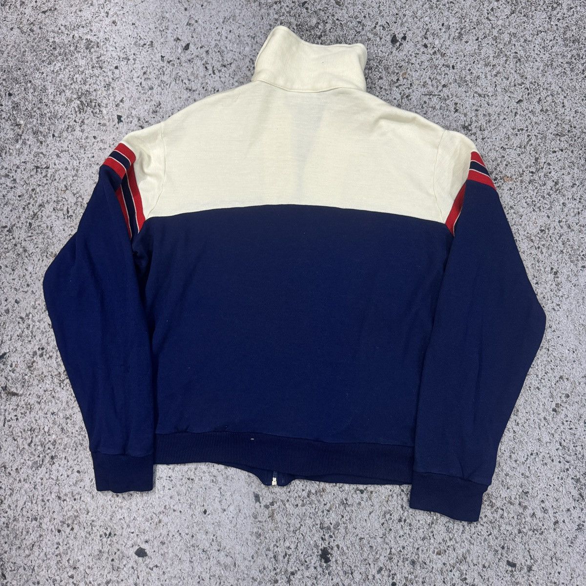 Vintage 80s Cotton Acrylic Striped Zip Up Track Jacket ERD Raimundo Size US L / EU 52-54 / 3 - 5 Thumbnail