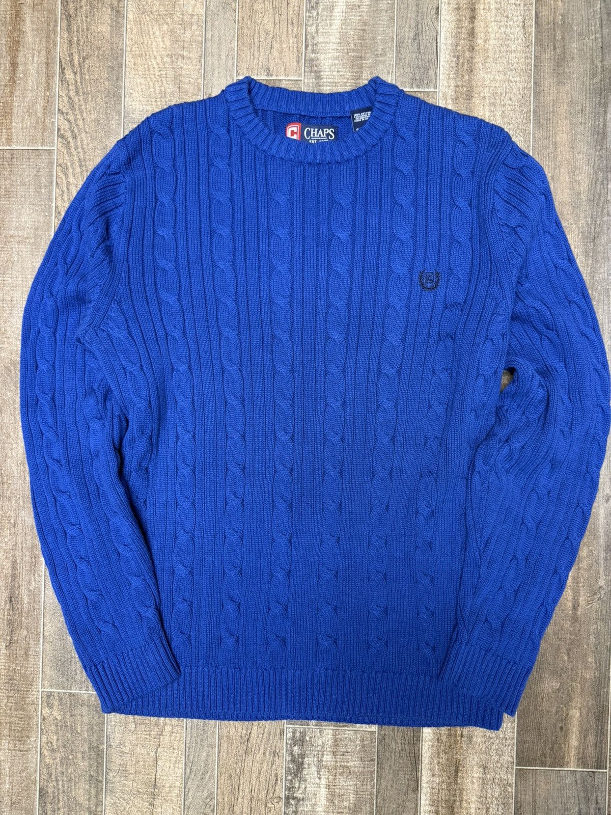 Chaps Ralph Lauren 90s Royal Blue Cable Knit Champs Jumper by Ralph Lauren Size US S / EU 44-46 / 1 - 1 Thumbnail