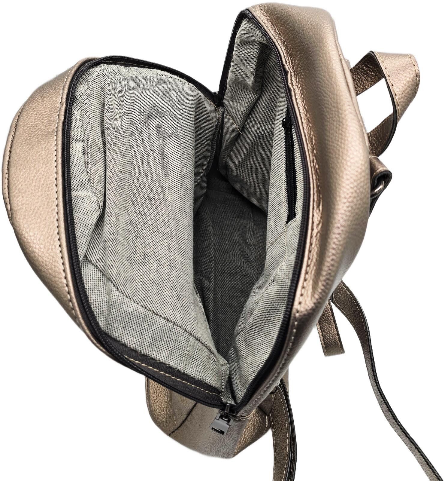 Other Metallic Taupe Backpack with Front Zipper Pocket Size ONE SIZE - 8 Thumbnail