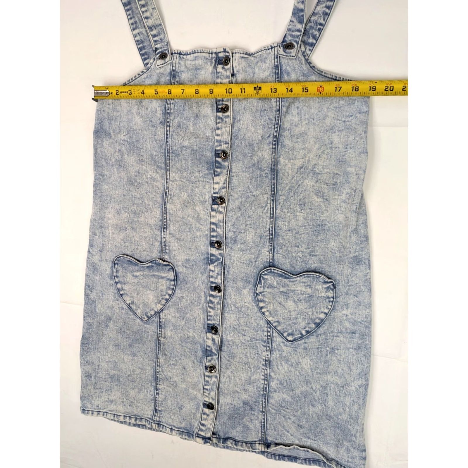 Hot Topic VINTAGE? No. BlackHeart Hot Topic Denim Overall Skirt Women XL Light Wash Button Long Skirt Size 40" / US 18 - 7 Thumbnail
