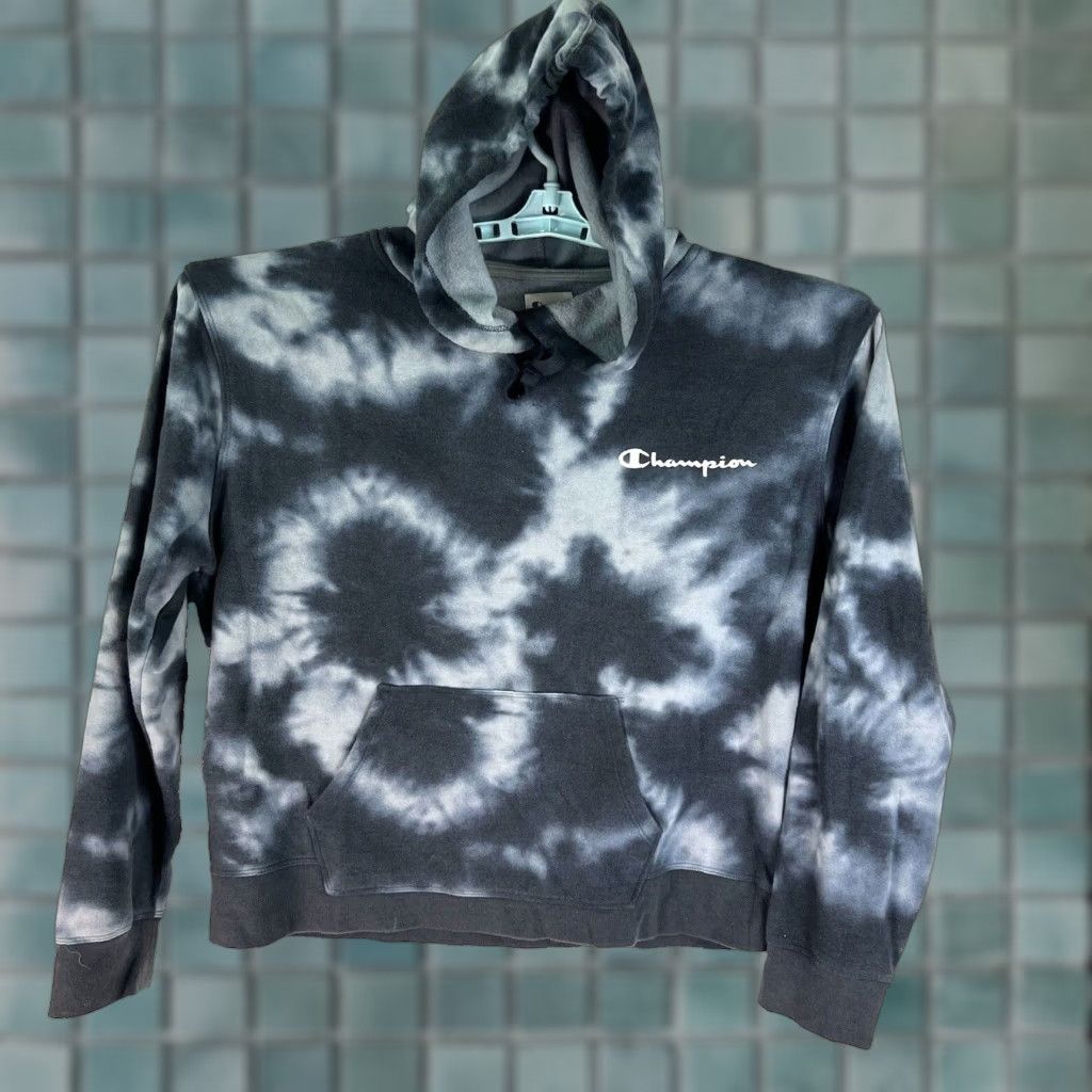 Champion VINTAGE Champion Hoodie Adult XL Black Tie Dye Camouflage Graphic Print Hooded Pull Over Mens XL Hoodie Size US XL / EU 56 / 4 - 1 Thumbnail