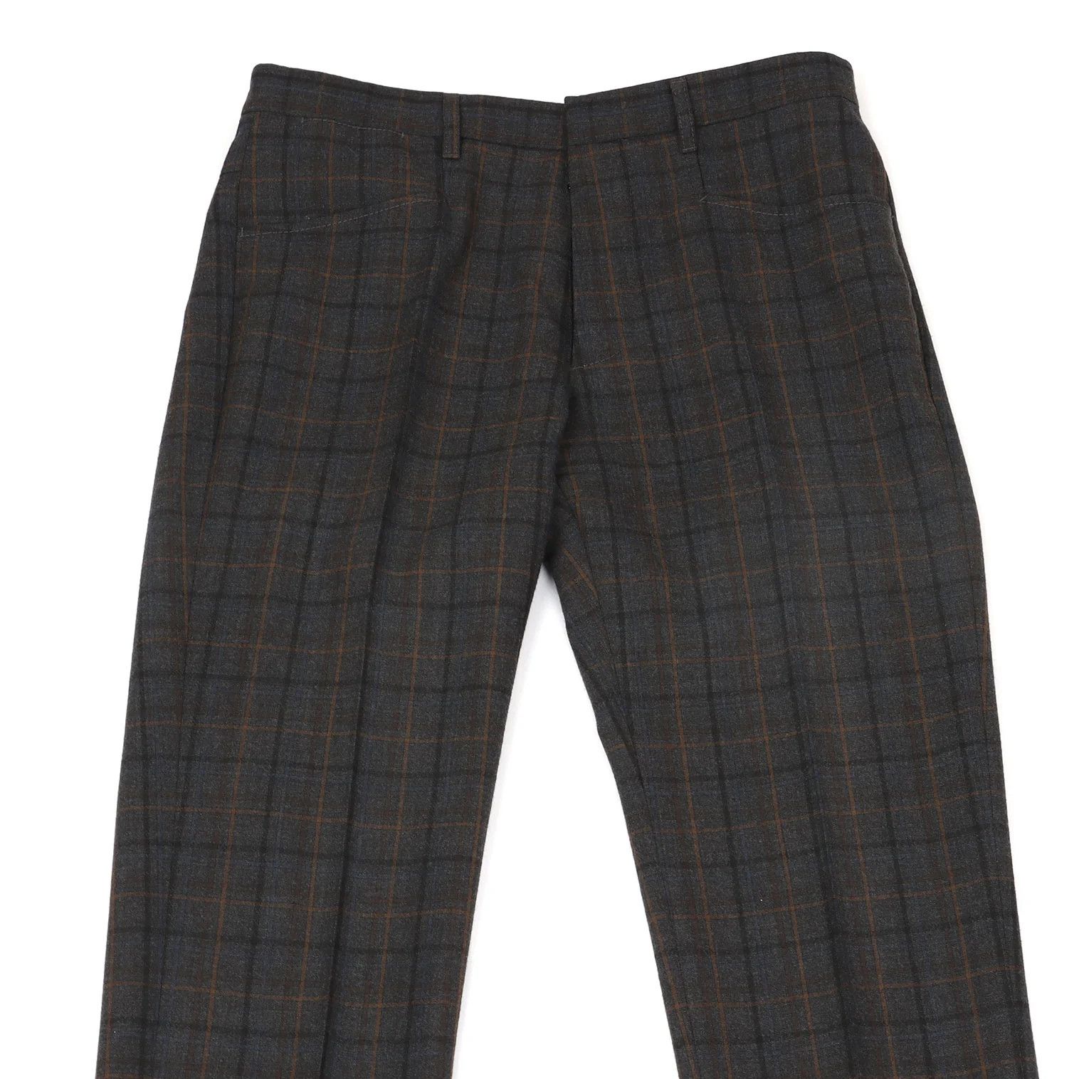 Maison Margiela Wool Overcheck Tapered Pants in Gray-Brown-Blue, Size 44 Size US 28 / EU 44 - 2 Thumbnail