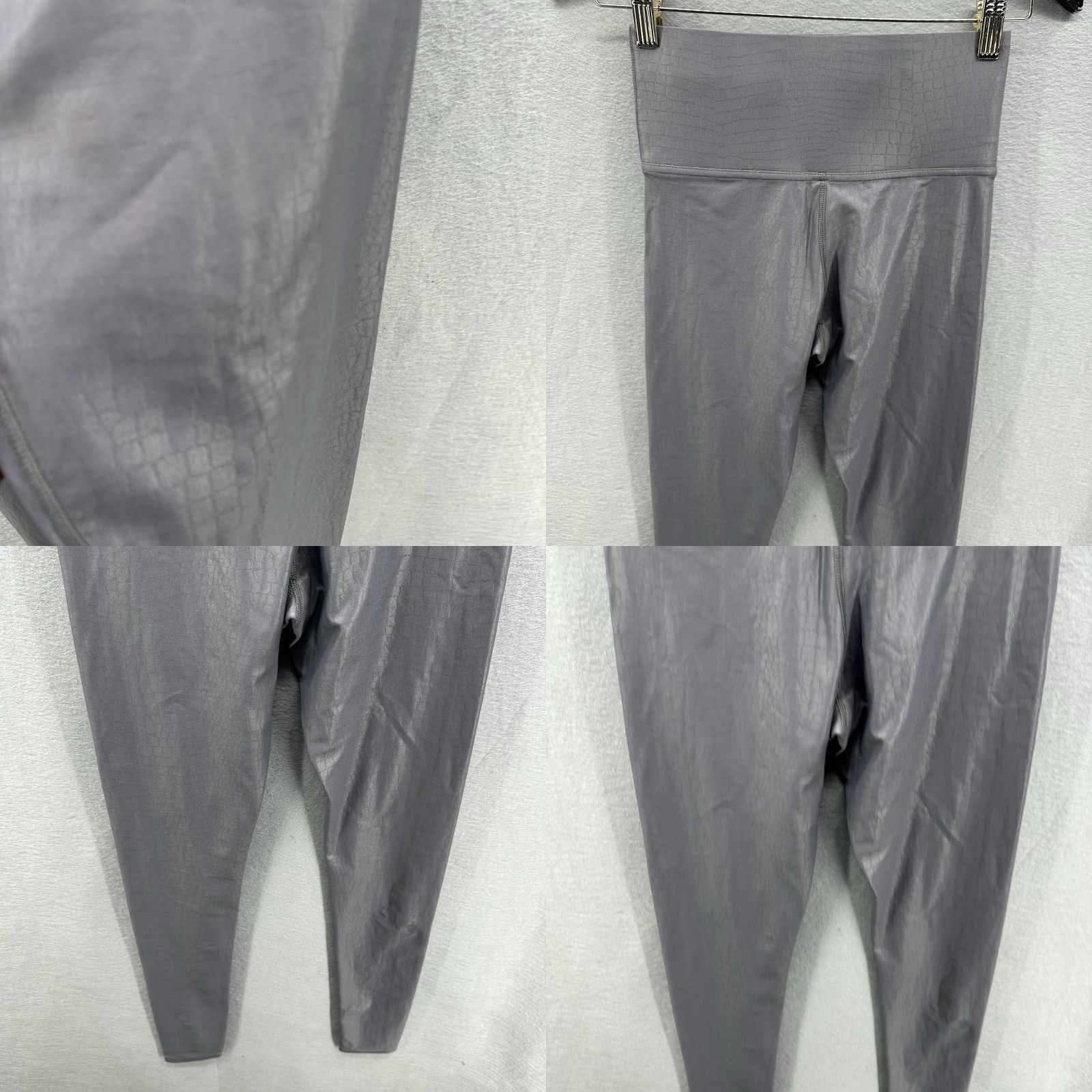 Vintage Carbon38 Womens XS Gray Faux Leather Leggings Shiny Reptile Takara Shine Athleisure Yoga Luxury Size 26" / US 2 / IT 38 - 8 Thumbnail