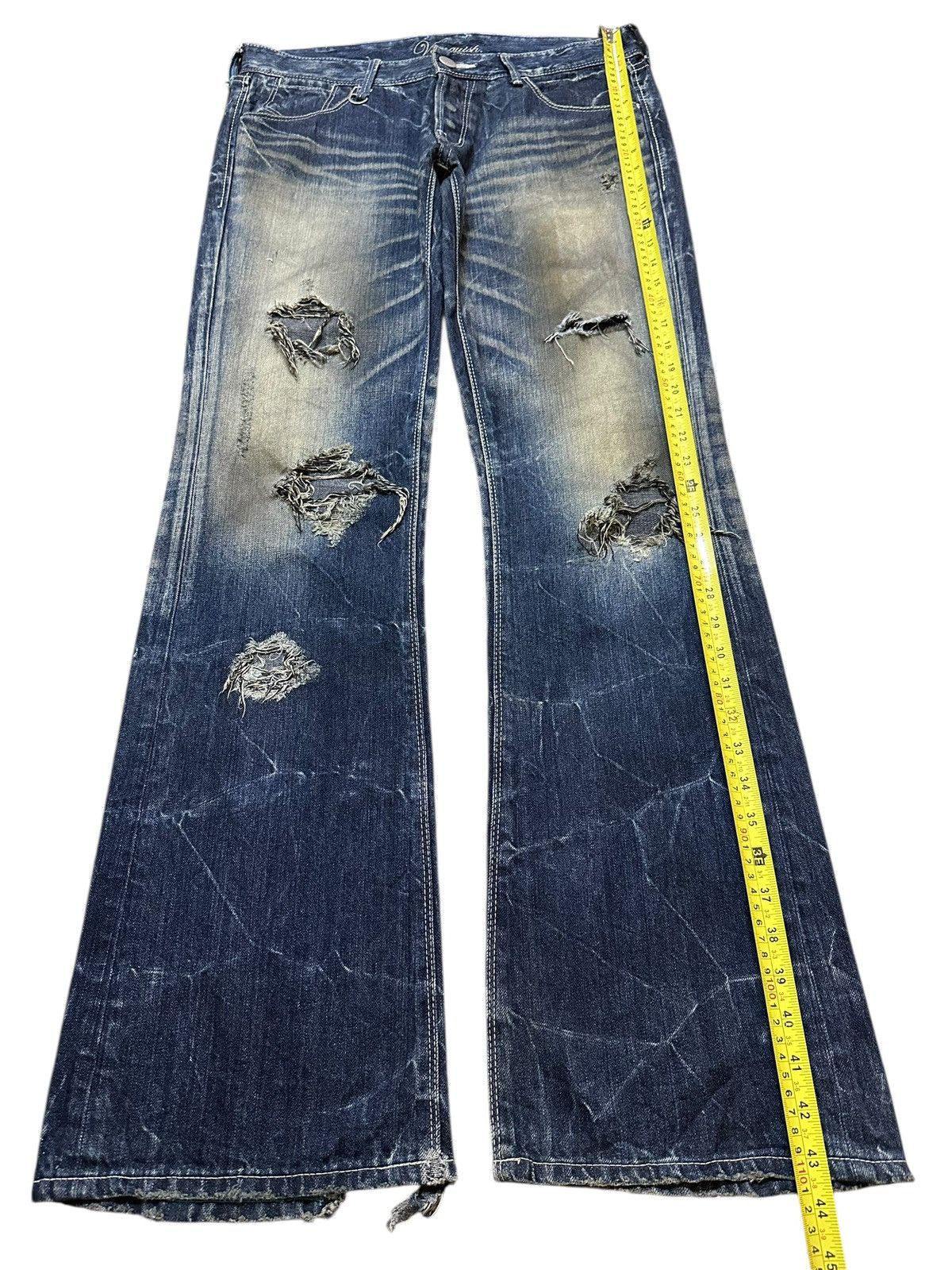 Japanese Brand Vintage Japan Vanquish Faded Wash Thunder Distress Flare Size US 34 / EU 50 - 12 Thumbnail
