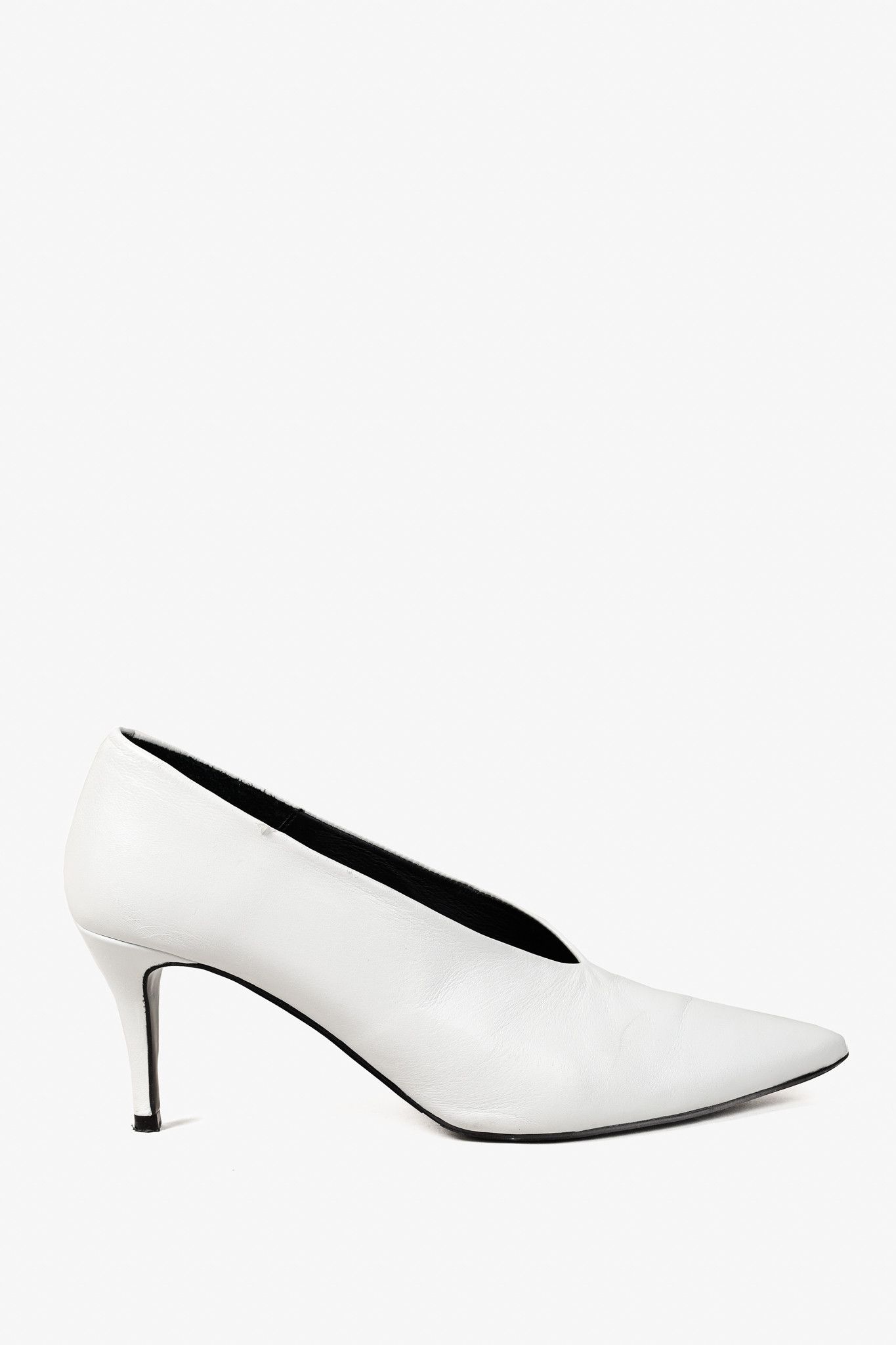 Billi Bi Billi Bi White Leather Pointed-Toe Pumps Size US 10.5 / IT 40.5 - 1 Thumbnail