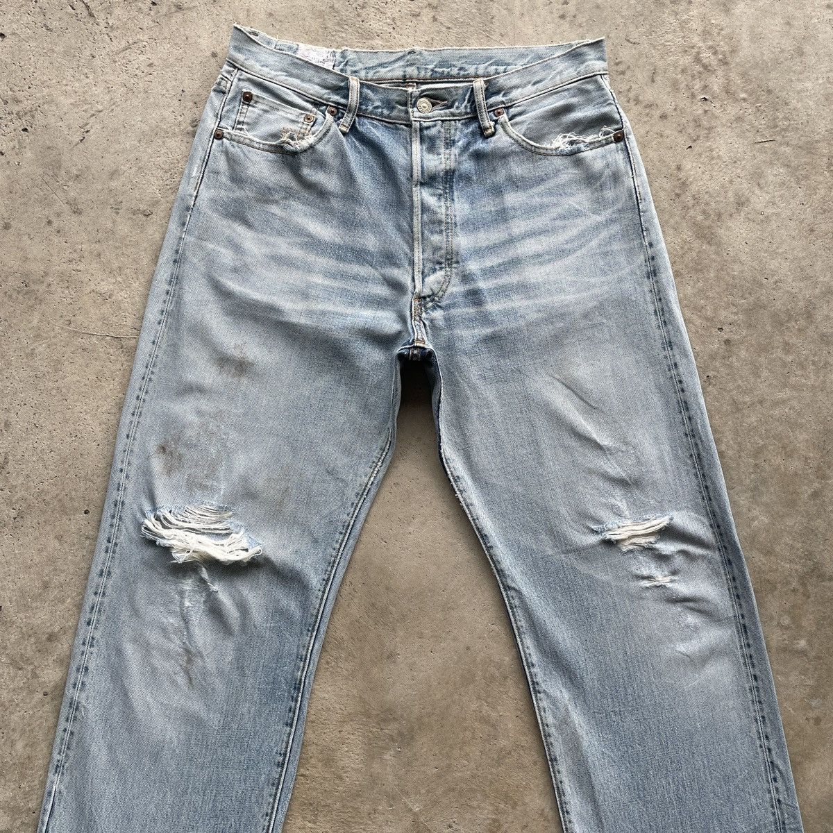Japanese Brand × Jean × Vintage Vintage Japanese Distressed Light Wash Faded Jeans Pants Size US 32 / EU 48 - 3 Thumbnail