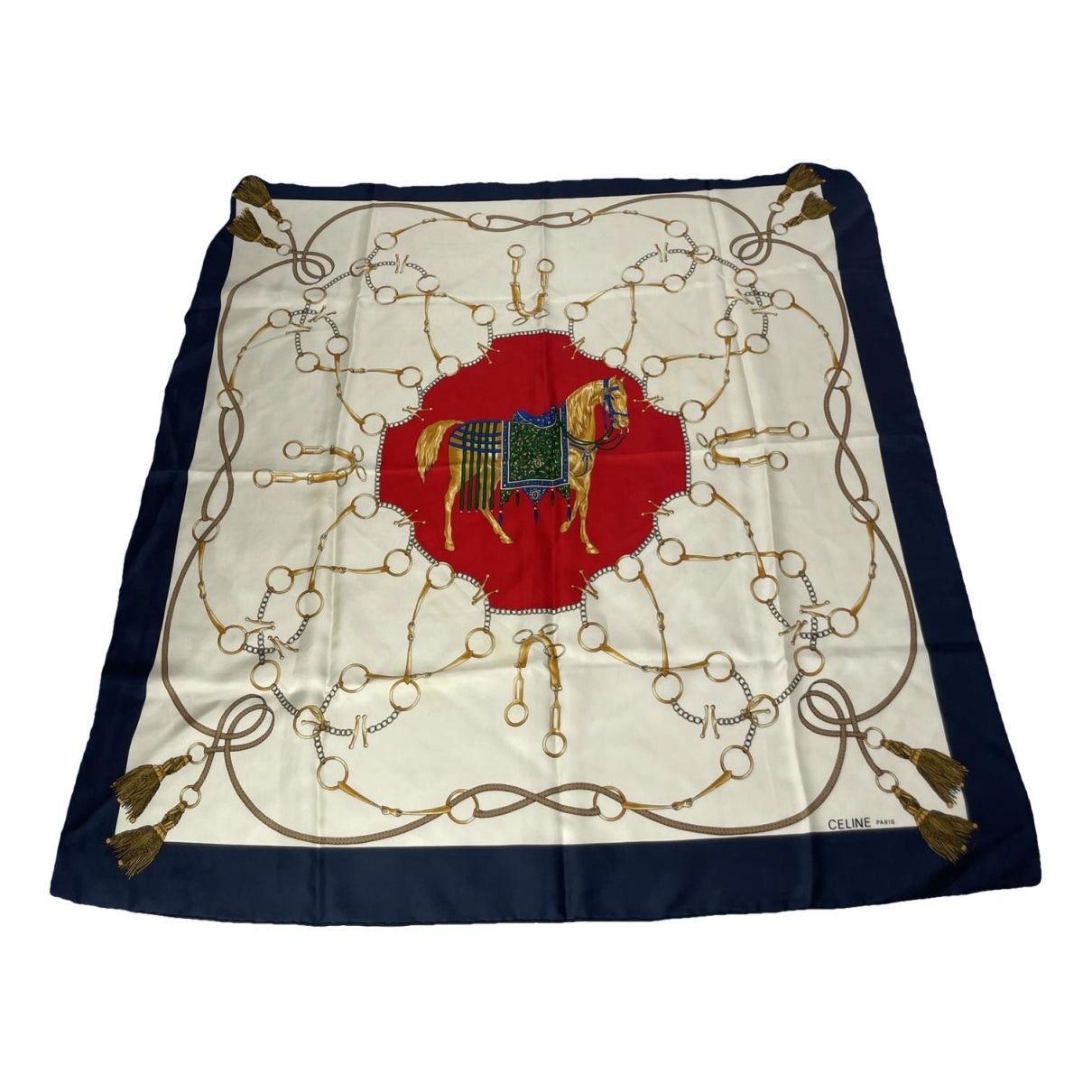 Celine White Silk Scarf Size ONE SIZE - 1 Thumbnail