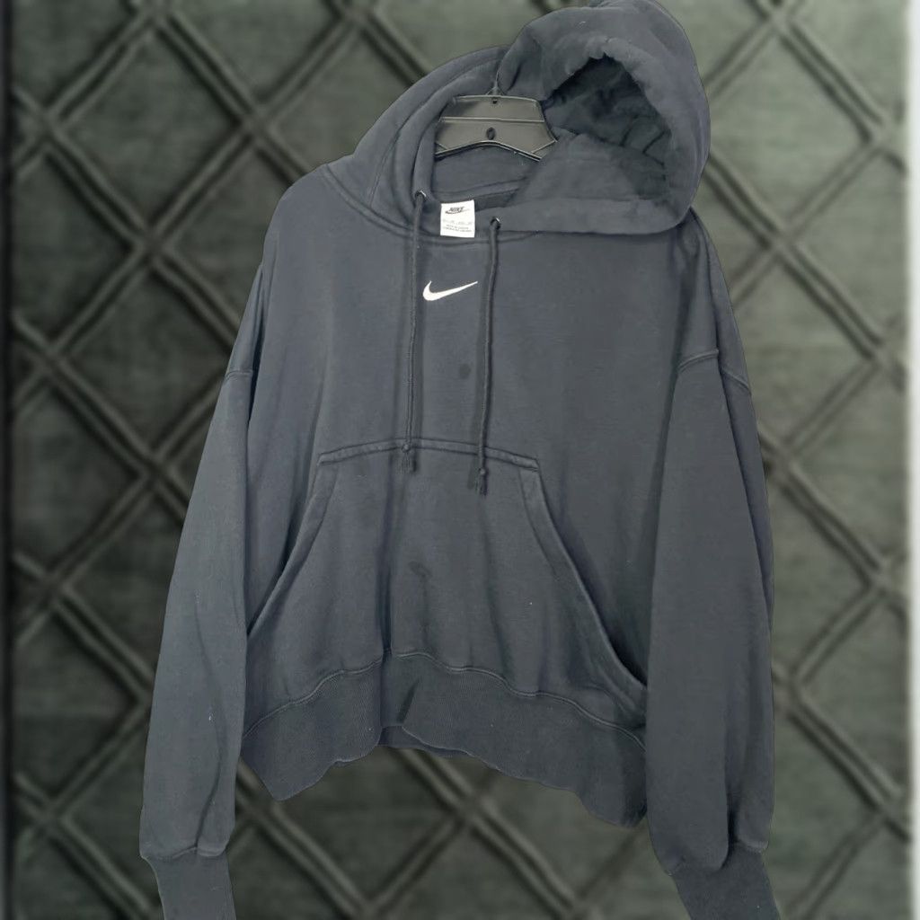 Nike VINTAGE Nike Hoodie Womens Faded Black Oversized Center Swoosh Pullover XL Tall Womens Size XL / US 12-14 / IT 48-50 - 1 Thumbnail