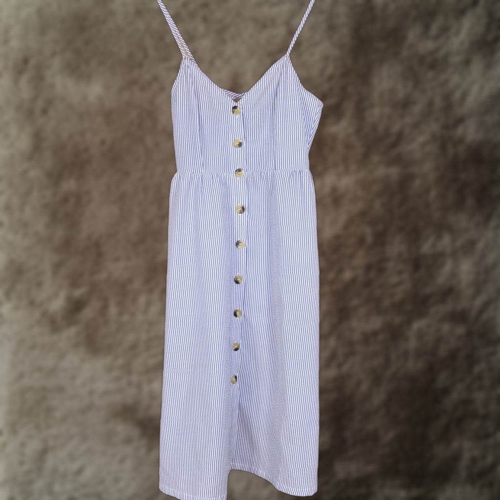 H&M H&M Blue White Striped Seersucker Mini Dress Womens Size 2 Size XS / US 0-2 / IT 36-38 - 1 Thumbnail
