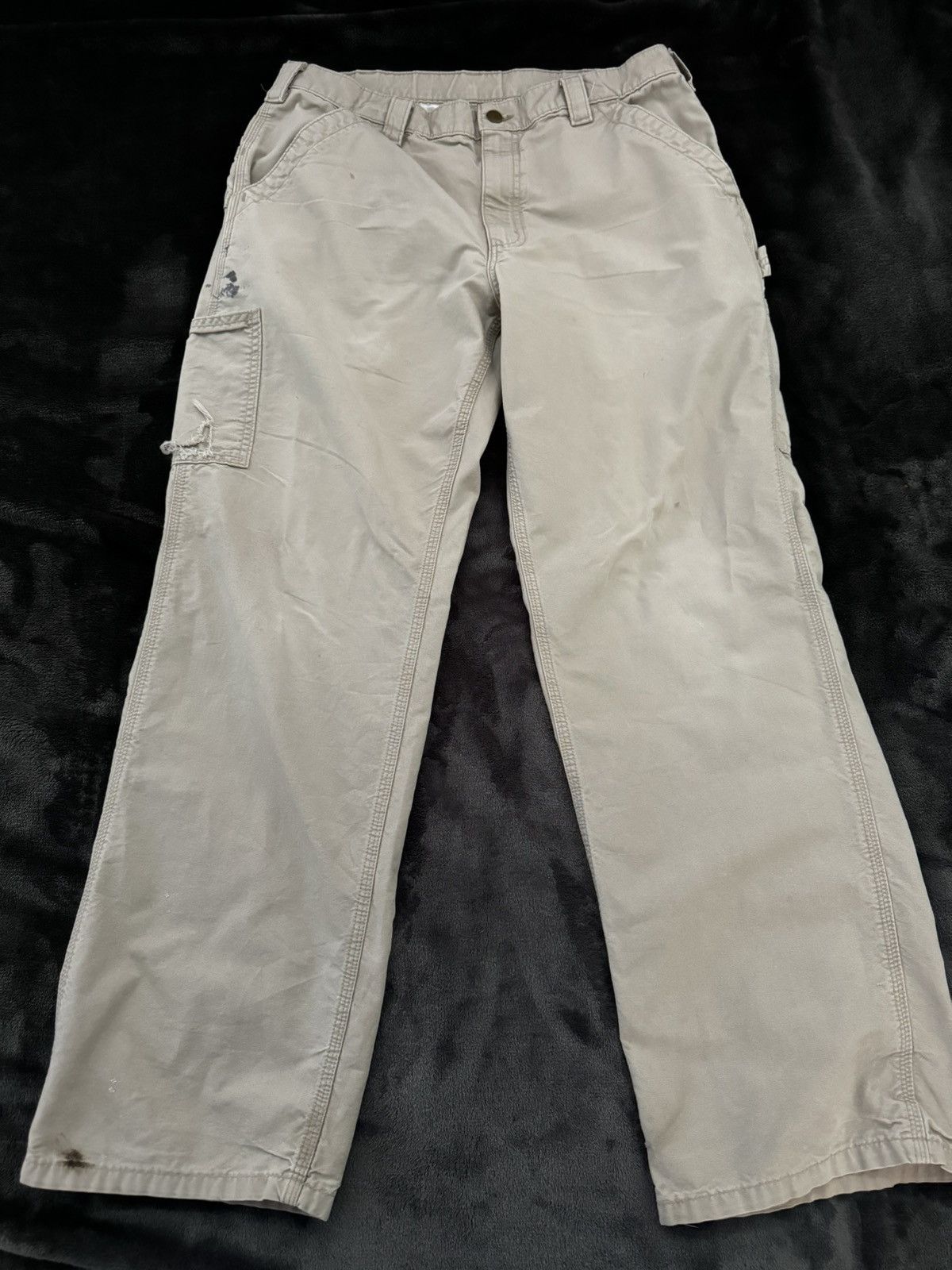 Carhartt Distressed Carhartt Cream Carpenter Pants Size US 34 / EU 50 - 1 Thumbnail