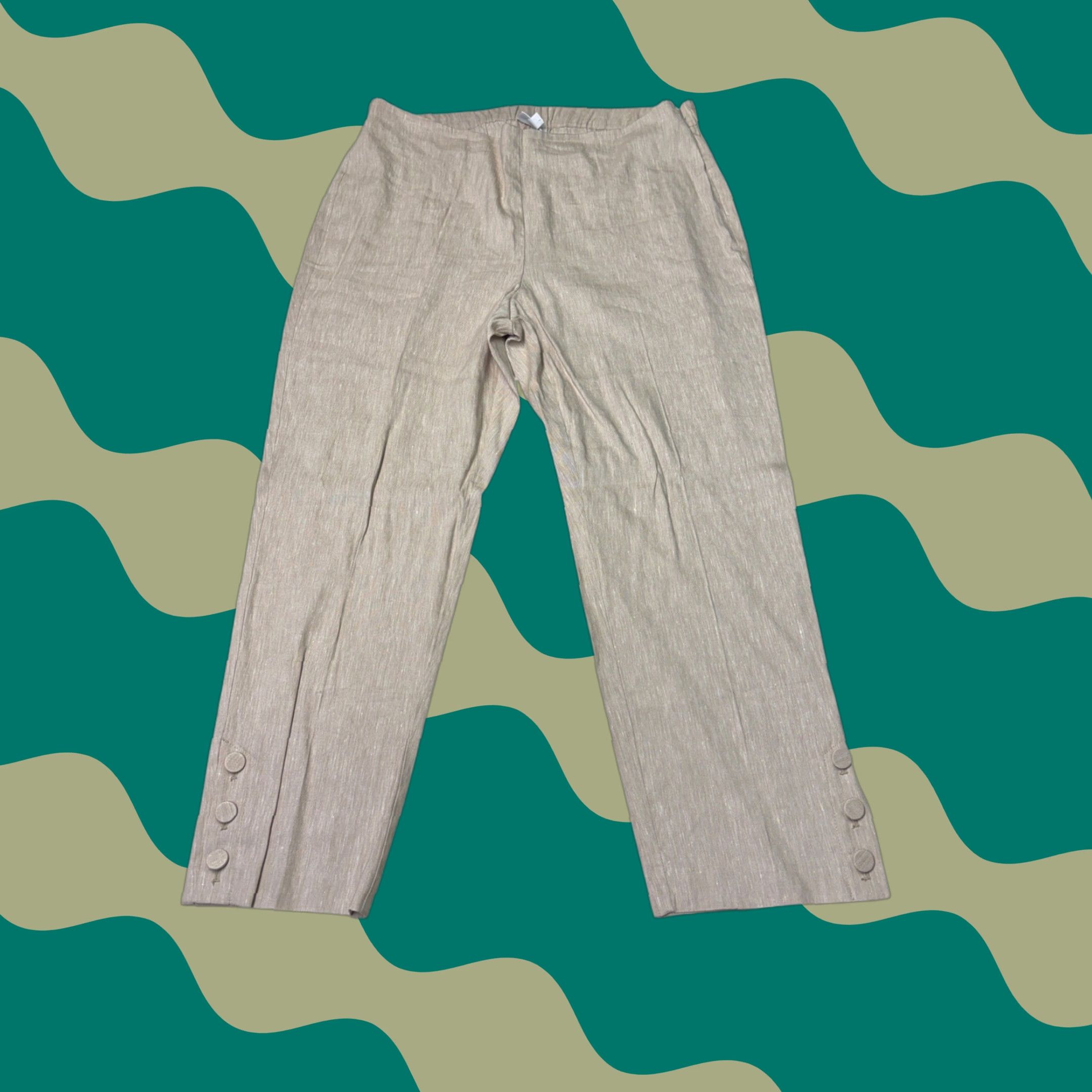 J. Jill NWT J. Jill Linen Stretch Pants Macadam Beige Side Zip Button Ankle Large Size 36" / US 14 / IT 50 - 1 Thumbnail