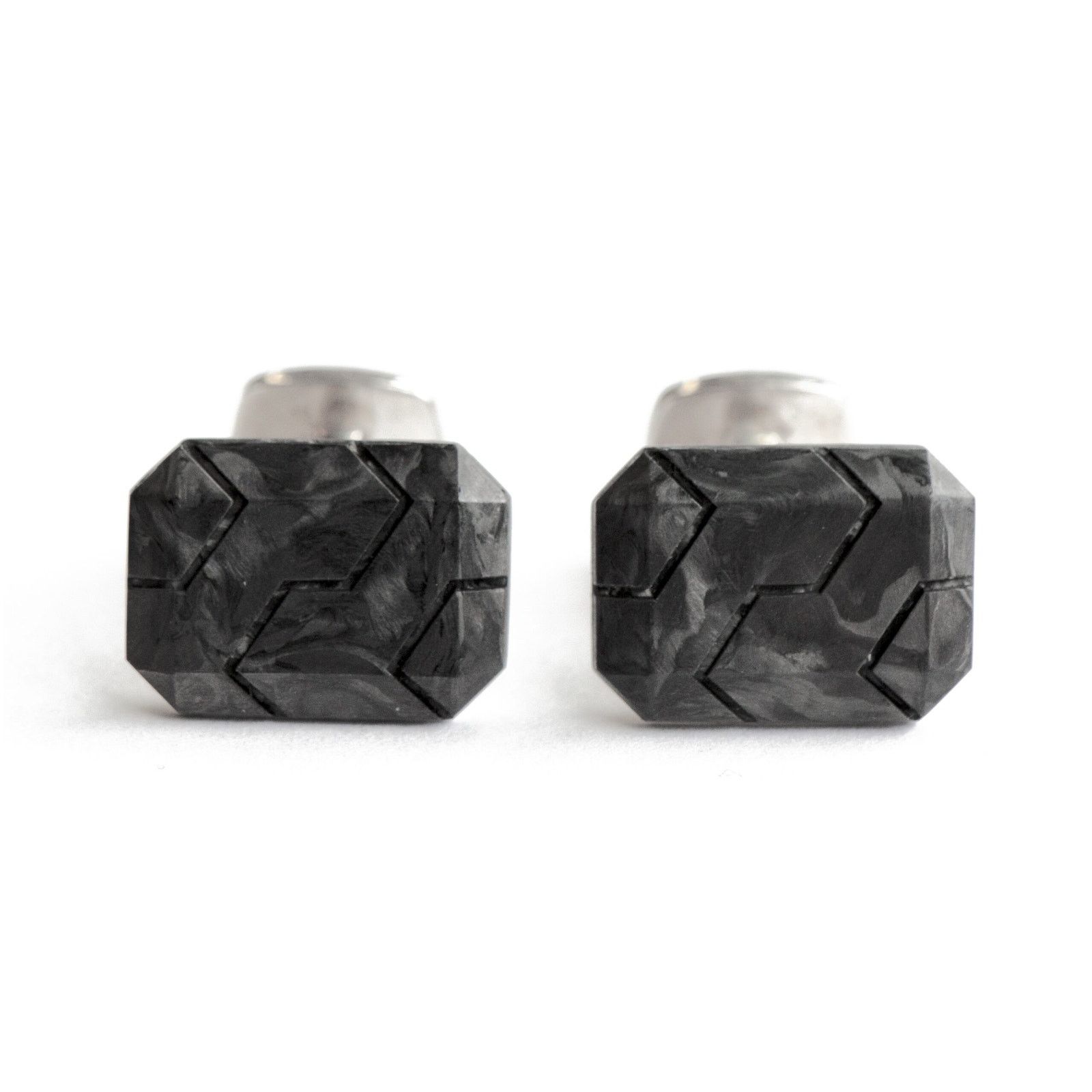 David Yurman David Yurman Black Carbon & 925 Sterling Silver Cufflinks Size ONE SIZE - 1 Thumbnail