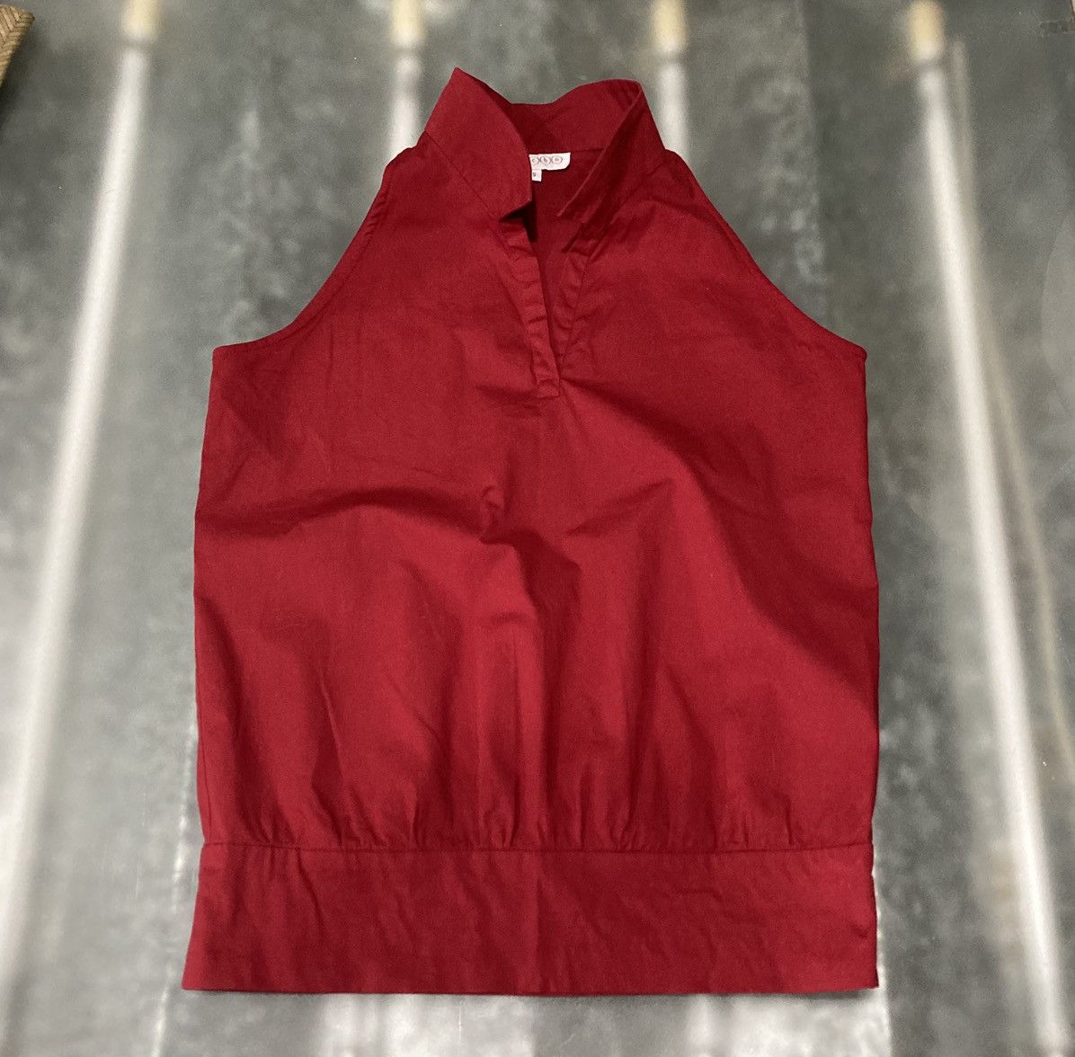 Japanese Brand 2000s Runway Deep Red Sleeveless Collar Top Y2K Size S / US 4 / IT 40 - 7 Thumbnail