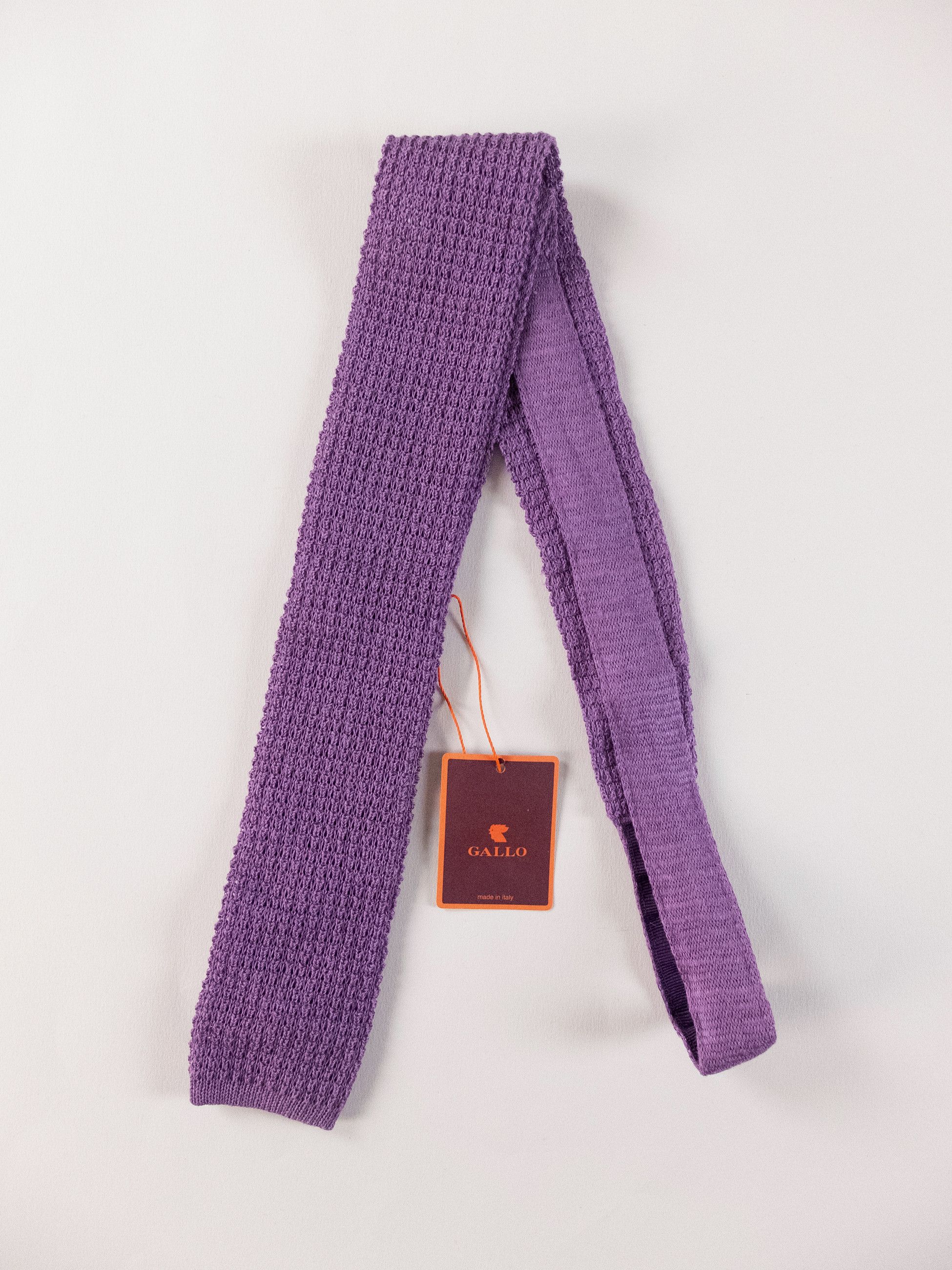 Other GALLO macaron purple knit skinny linen silk tie Italy Size ONE SIZE - 1 Thumbnail