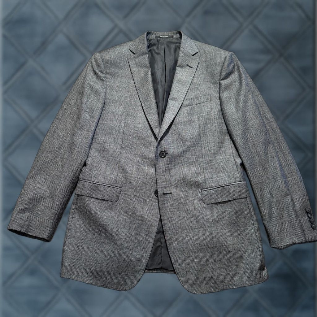Ermenegildo Zegna Zegna Blazer Mens 41 Gray Plaid Wool Sport Coat Jacket Size 42R - 1 Thumbnail