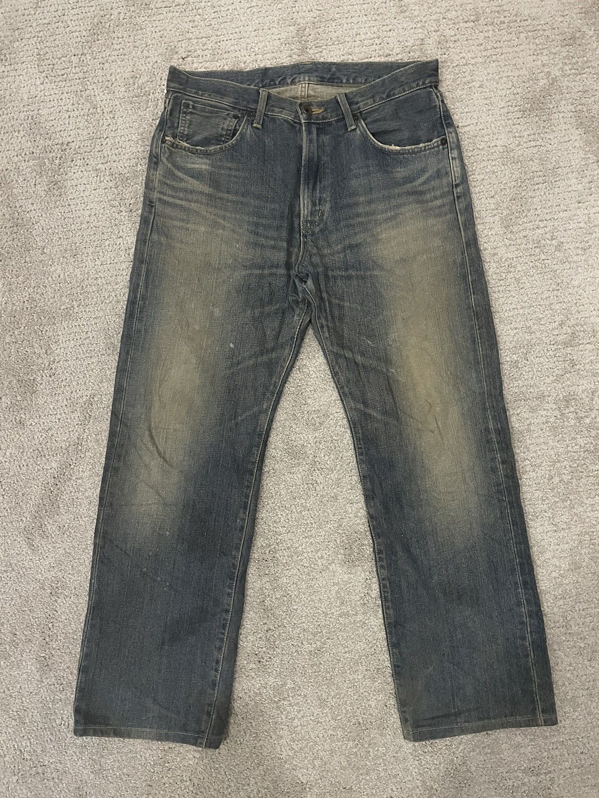 image of Distressed Denim x Edwin Bind Offer VTG Rusty Edwin 505X Selvedge Japan Distressed in Light Rust In