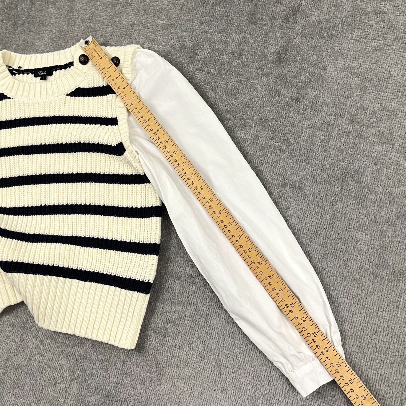 Rails VINTAGE Rails Bambi Sweater Top Womens Large Knit Ivory Navy Stripe Old Money Quiet Crew Size L / US 10 / IT 46 - 7 Thumbnail