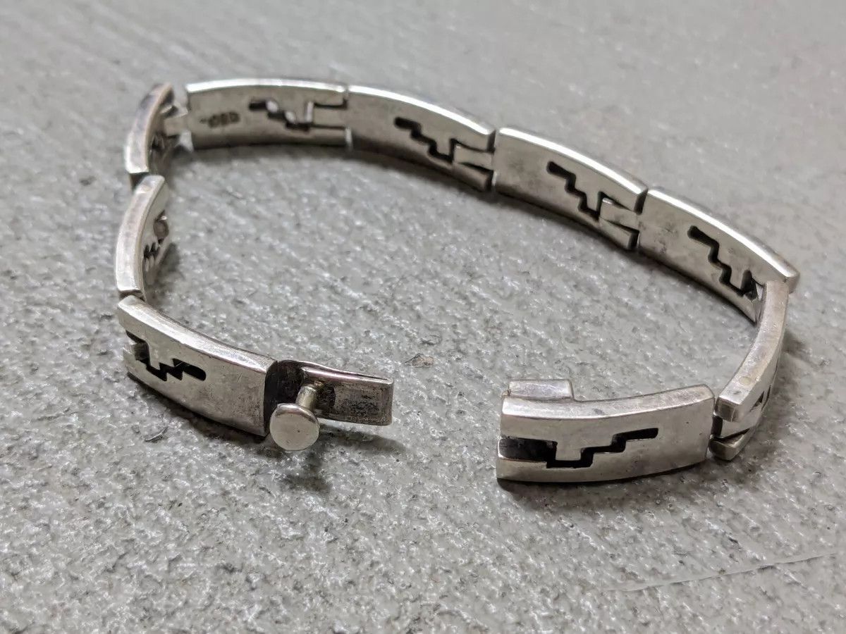 Jewelry Stainless Steel Bracelet Taxco Mexico Rectangle Panel Size ONE SIZE - 7 Thumbnail