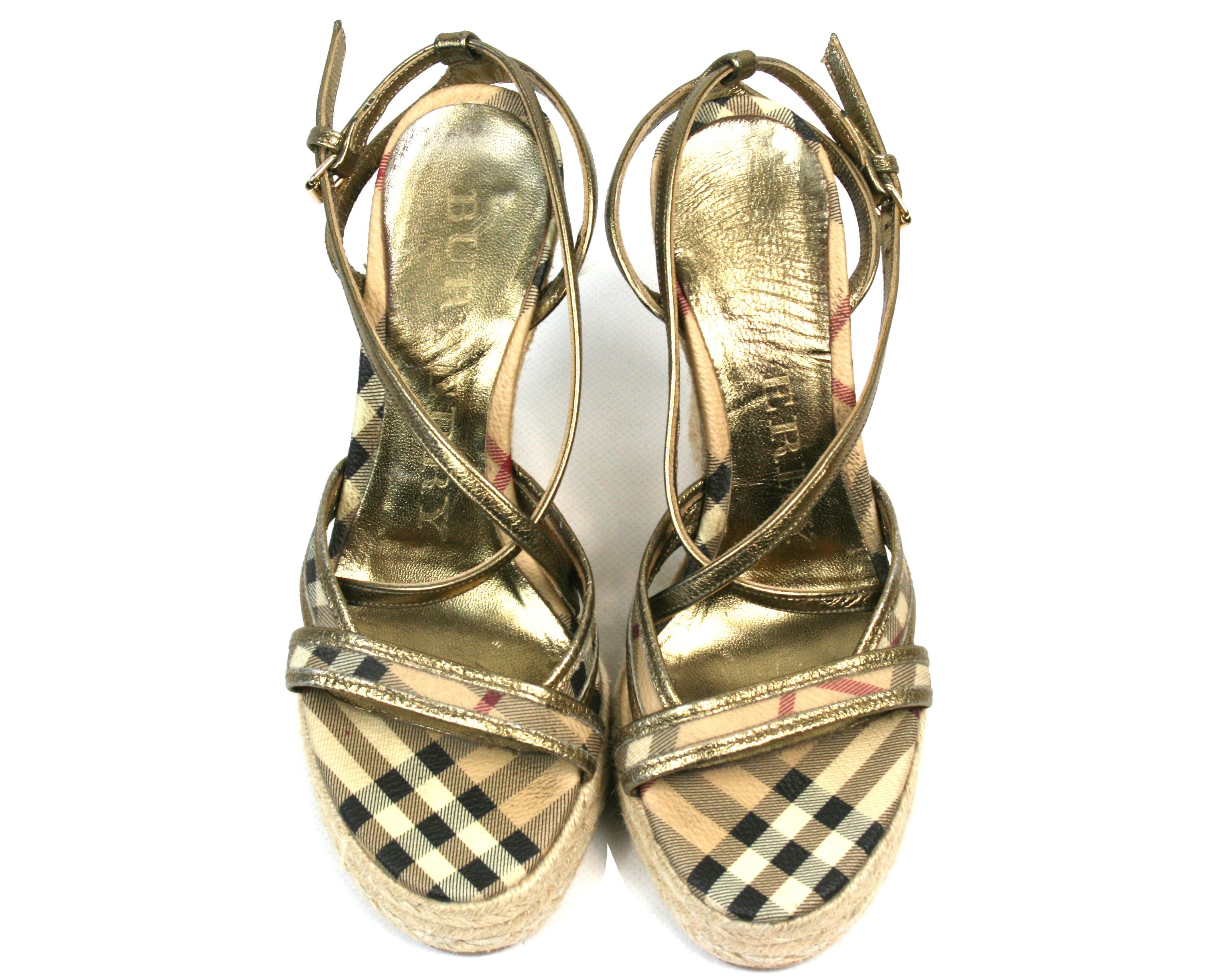 Burberry Nova Check Espadrilles Wedge Sandals Size US 6 / IT 36 - 6 Thumbnail