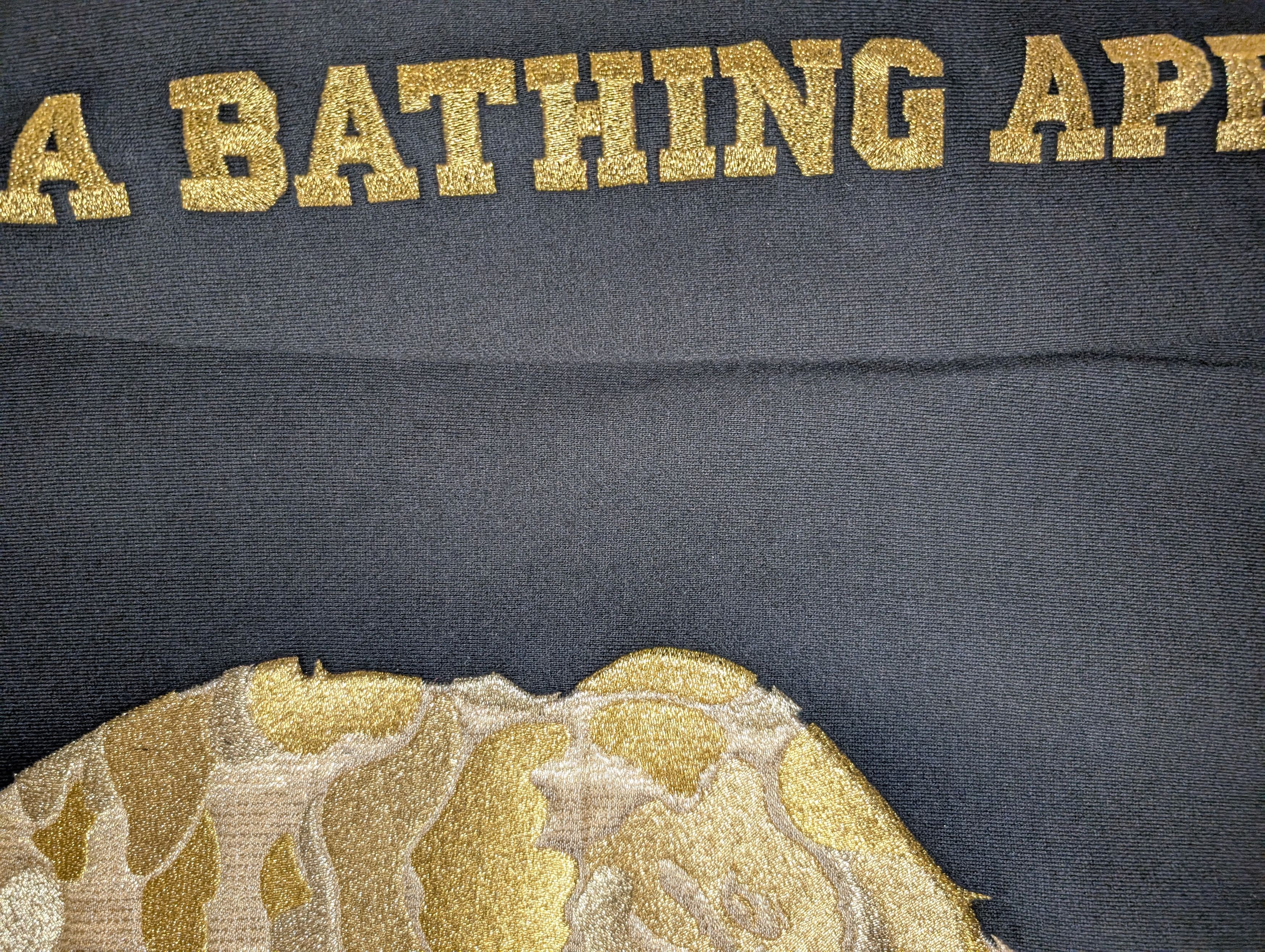 Bape 23RD ANNIVERSARY BLACK SWEATER WITH GOLD EMRBOIDED BAPE HEAD Size US L / EU 52-54 / 3 - 7 Thumbnail
