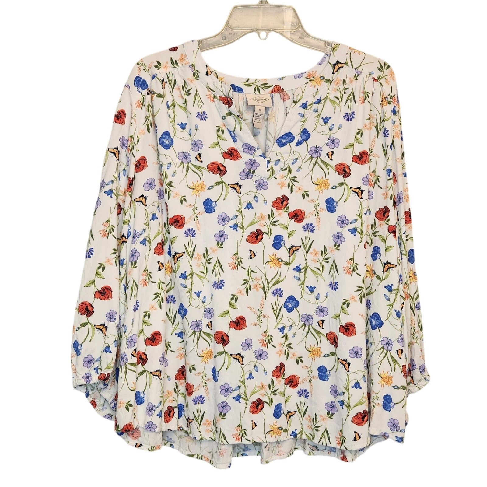 St. Johns Bay St. John’s Bay Floral Pullover Blouse | Size 2X Plus Size XXL / US 16-18 / IT 52-54 - 1 Thumbnail