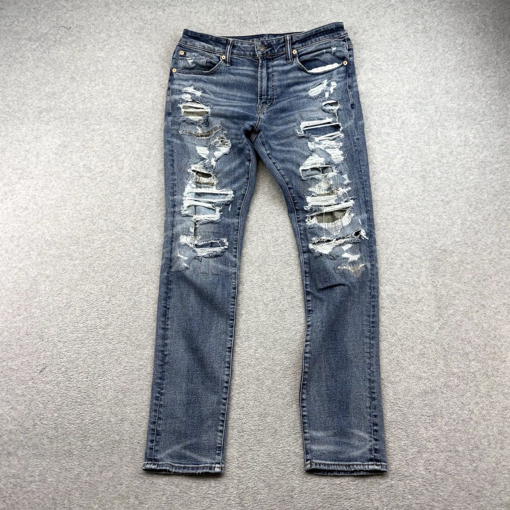 American Eagle Outfitters American Eagle Outfitters Jeans Athletic Skinny 34x34 Denim Blue Distressed AirFlex Modern Camouflage Mens Jeans Shirt? Size US 34 / EU 50 - 4 Thumbnail