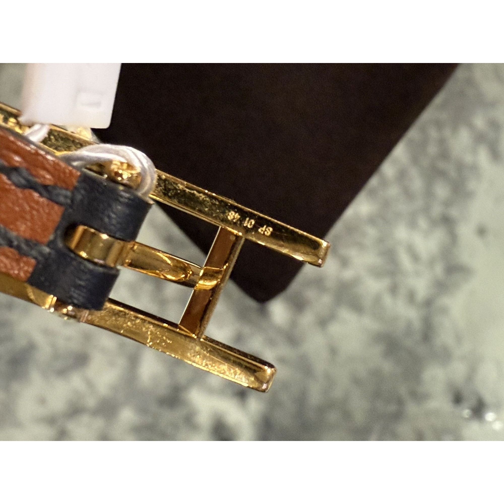 Hermes Hermès Black & Tan Reversible Leather Bracelet With Gold-Pla Size ONE SIZE - 10 Thumbnail