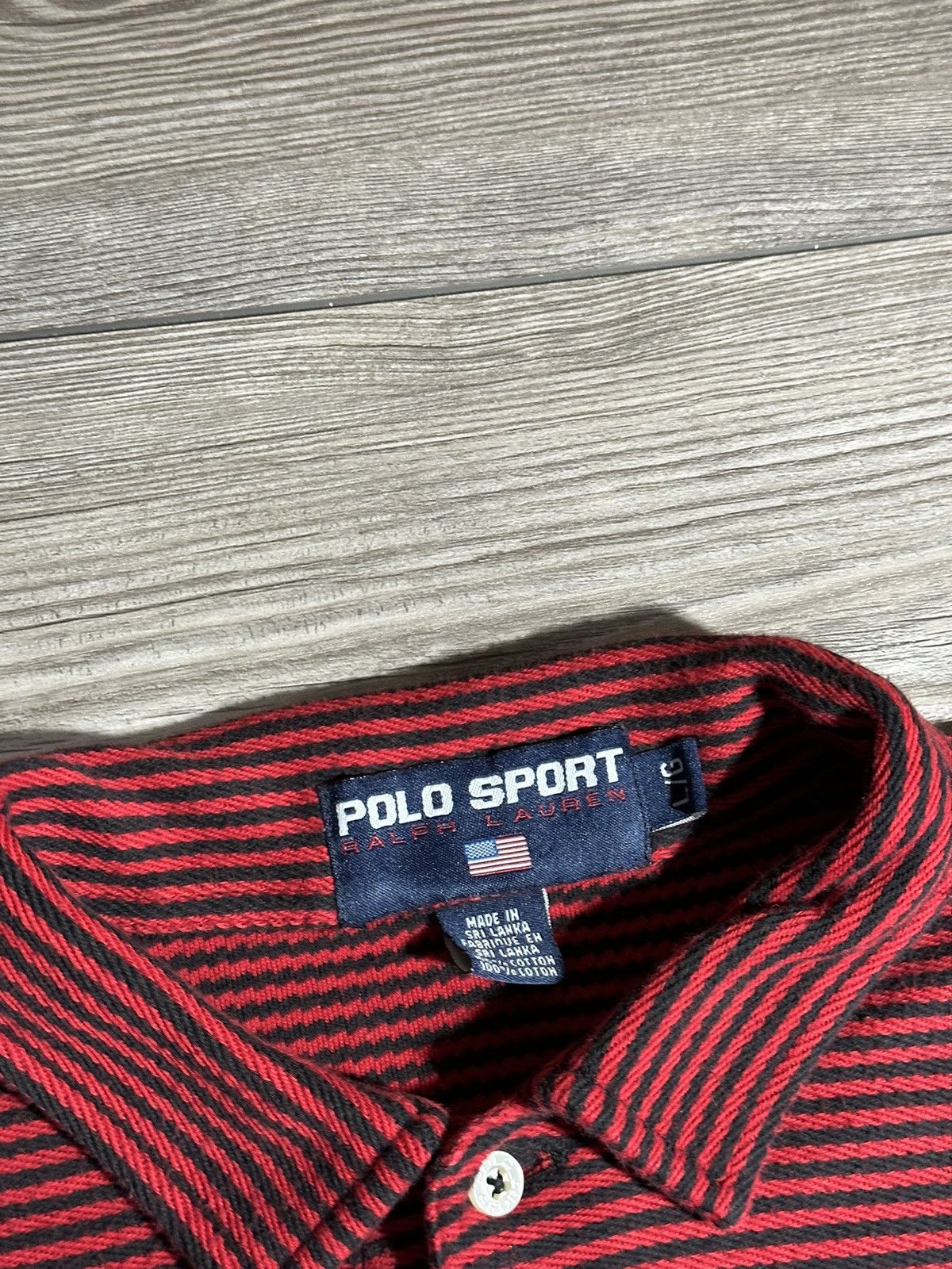 Polo Ralph Lauren × Vintage Vintage Polo Sport Striped Rugby Shirt Size US L / EU 52-54 / 3 - 3 Thumbnail