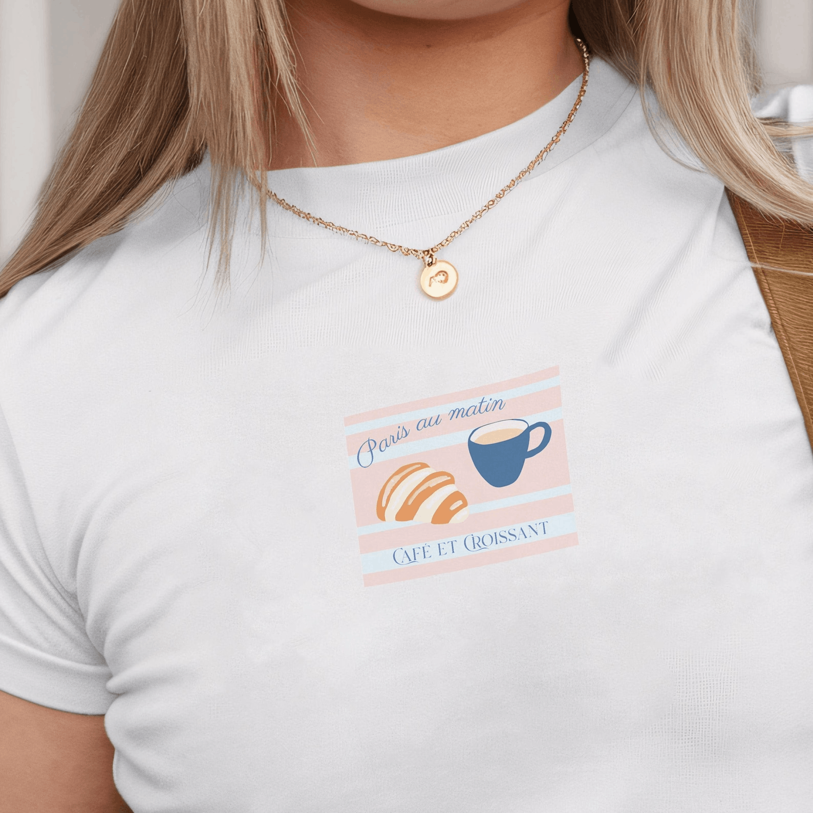 Other Croissant Coffee Baby Tee – Y2K Café Core Shirt Size M / US 6-8 / IT 42-44 - 1 Thumbnail