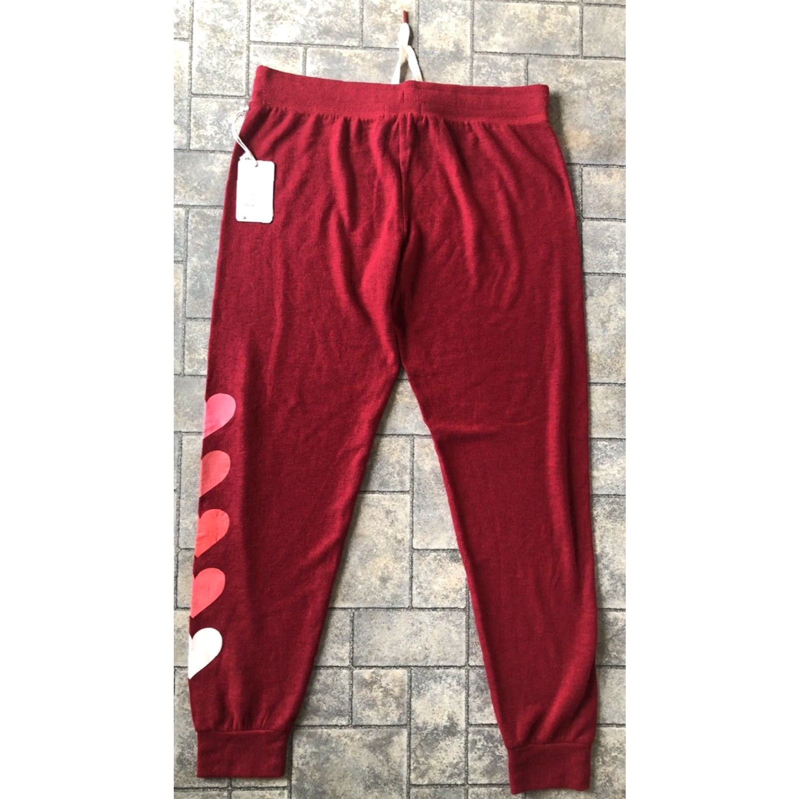 Vintage Pj Salvage Raspberry Red Jogger Pants M NWT New Hearts Rayon Polyester Elas Size 32" / US 10 / IT 46 - 2 Thumbnail