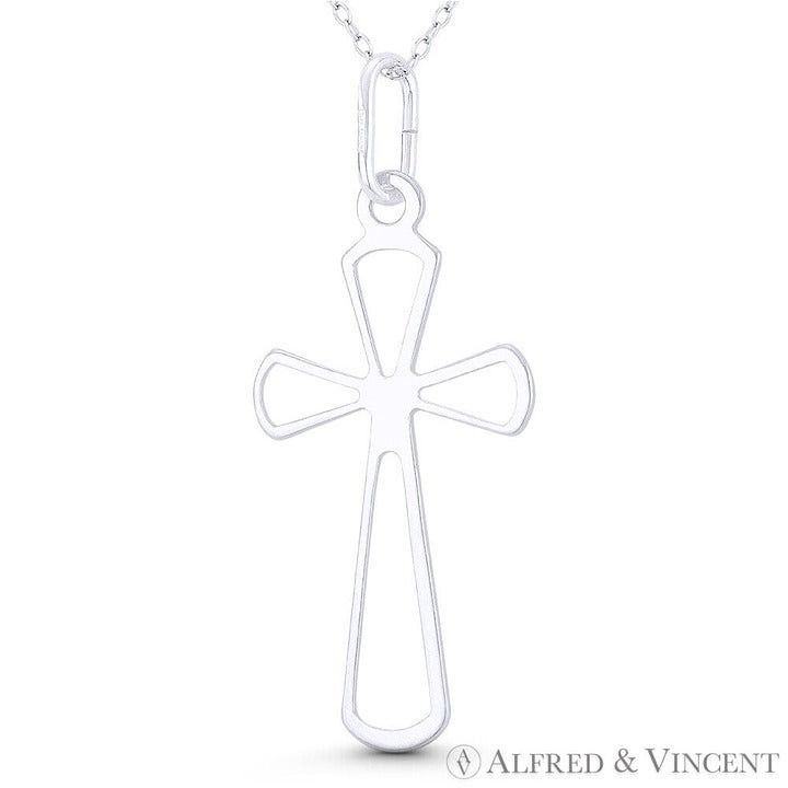 Other Flared Modern Cross Pendant in .925 Sterling Silver Size ONE SIZE - 1 Preview