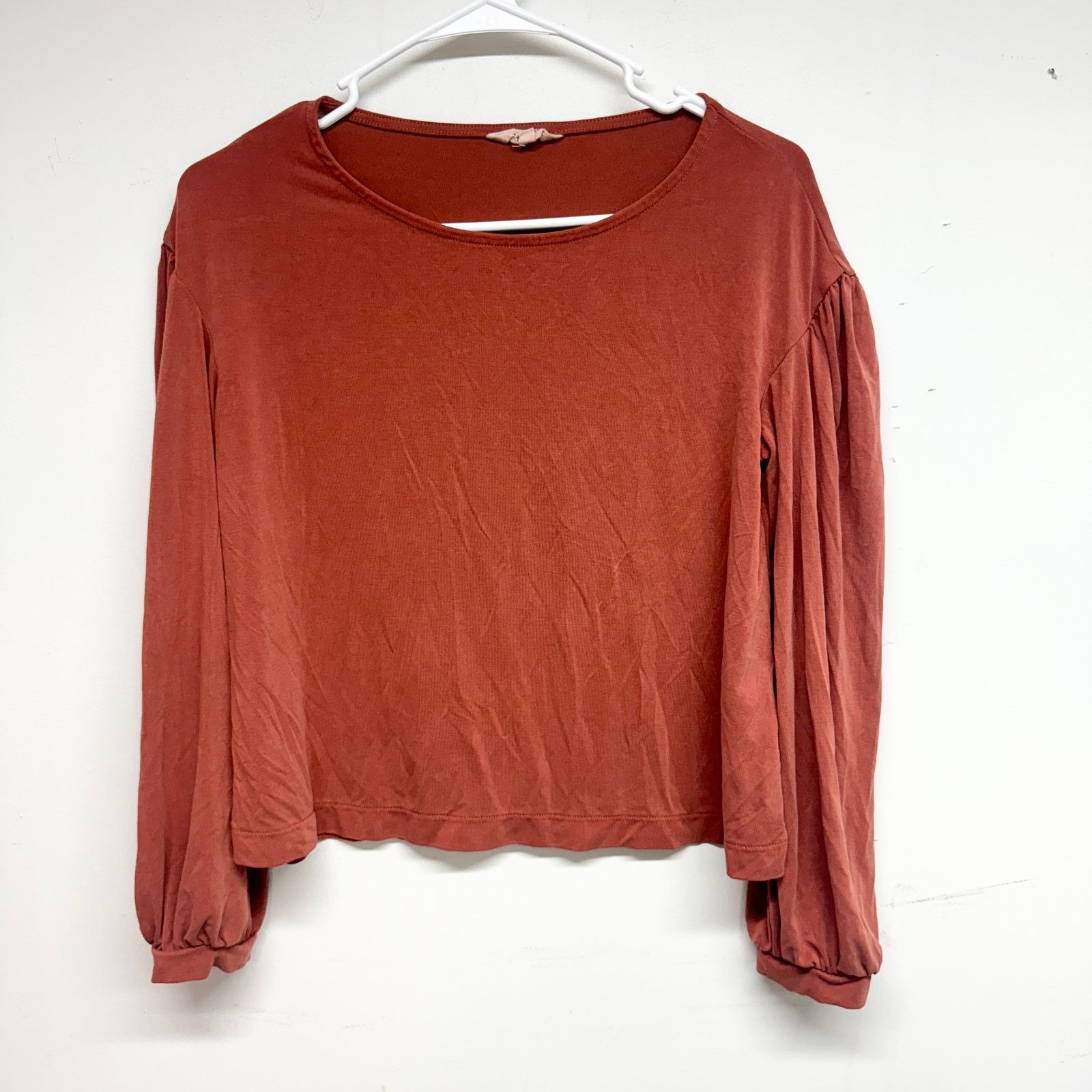 Madewell Madewell Burnt Orange Puff Sleeve Gathered Sleeve Top XXS Size XXS / US 00 / IT 34 - 2 Thumbnail
