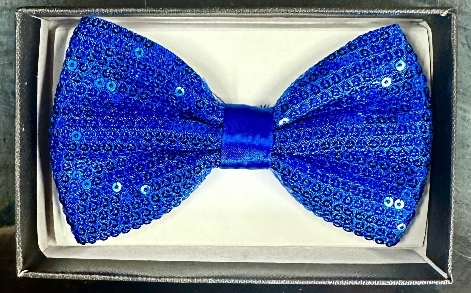Designer Sequins Fabric Bow Tie ROYAL BLUE Adult Unisex Size ONE SIZE - 1 Preview