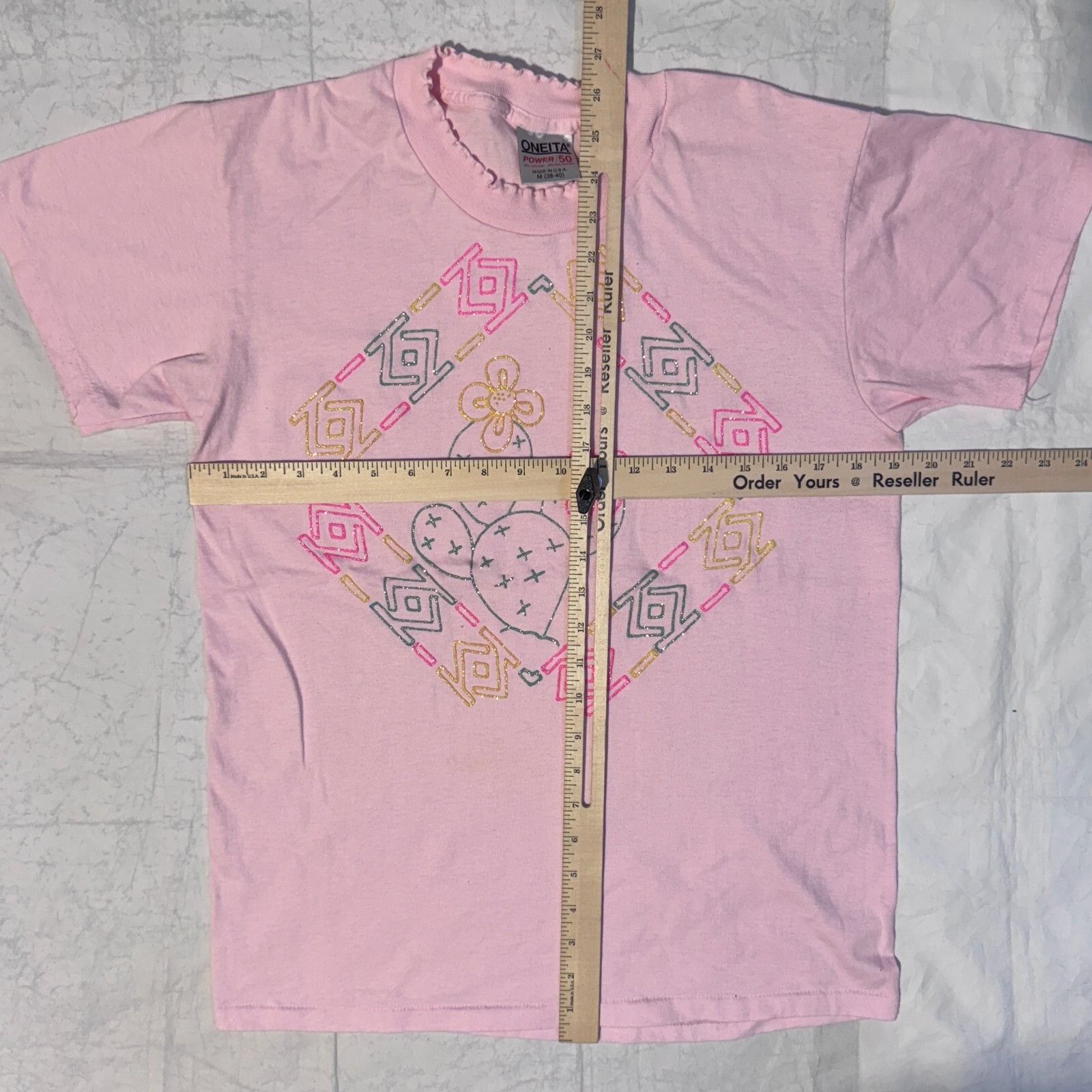 Other Vintage Oneita Southwestern Cactus Glitter Logo Pink Single Size M / US 6-8 / IT 42-44 - 6 Thumbnail