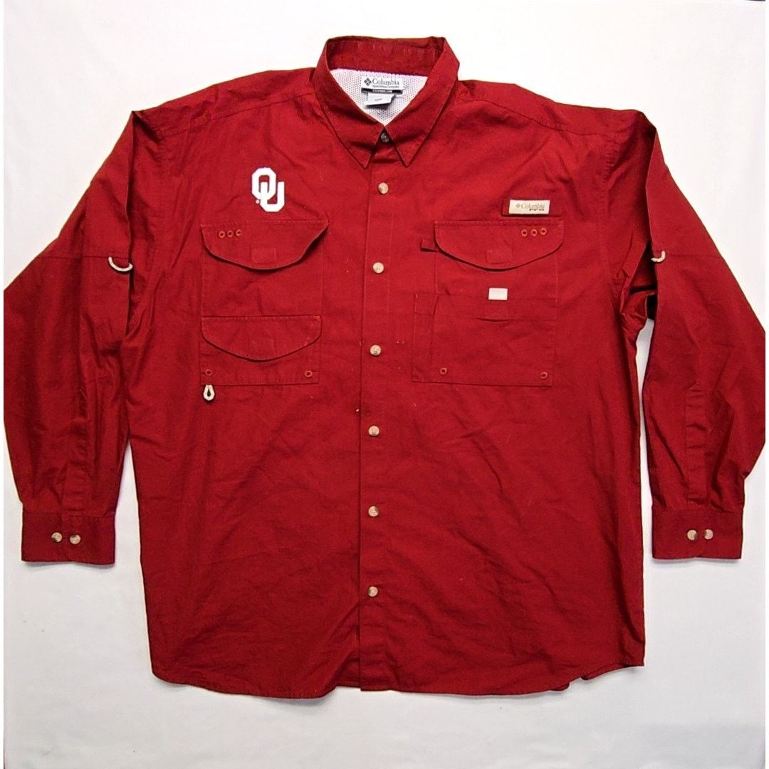 Columbia Columbia PFG Oklahoma Sooner Red Outdoor Fishing L Shirt Size US L / EU 52-54 / 3 - 1 Thumbnail