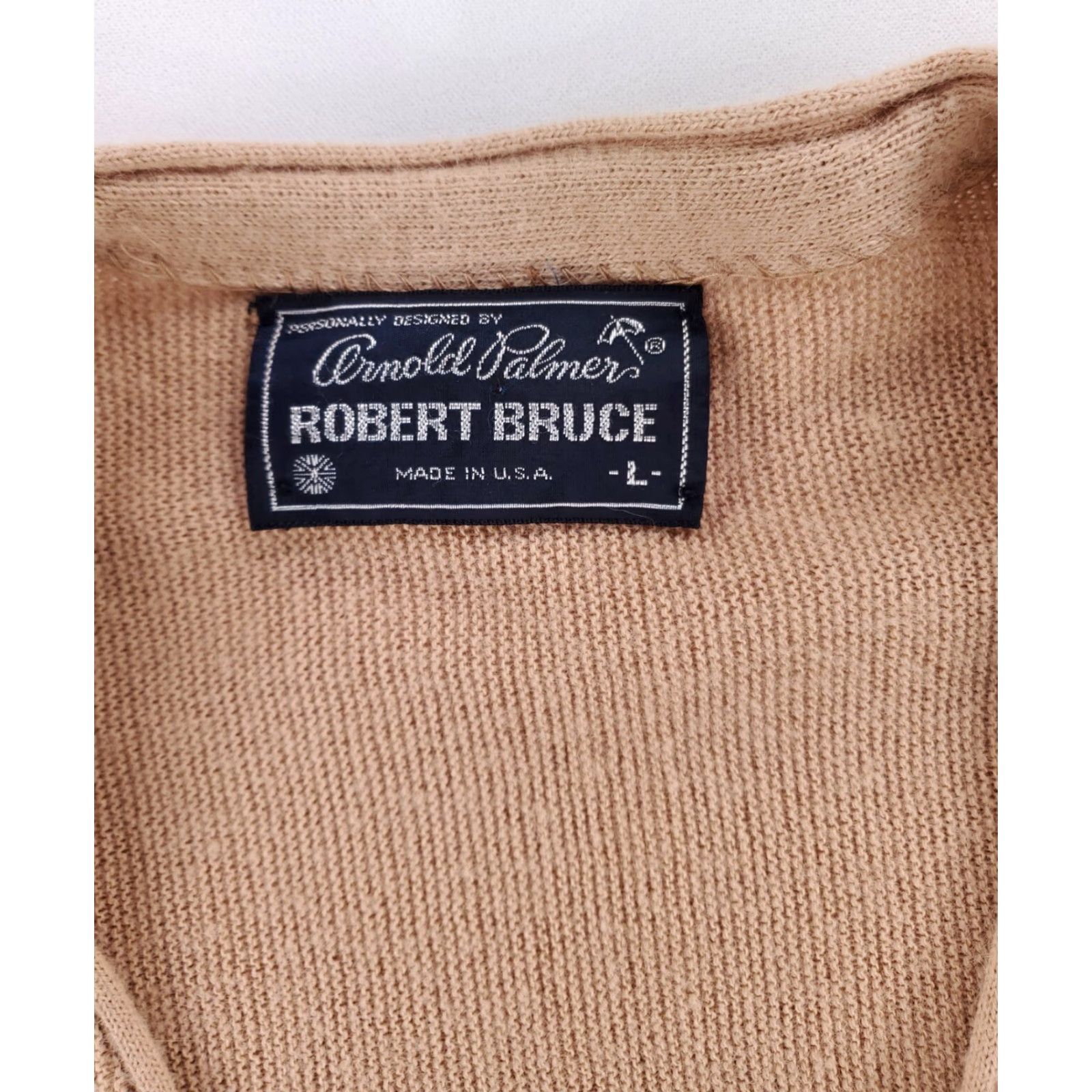 Vintage VINTAGE Arnold Palmer Robert Bruce Tan Cardigan Sweater Mens L Size US L / EU 52-54 / 3 - 4 Thumbnail