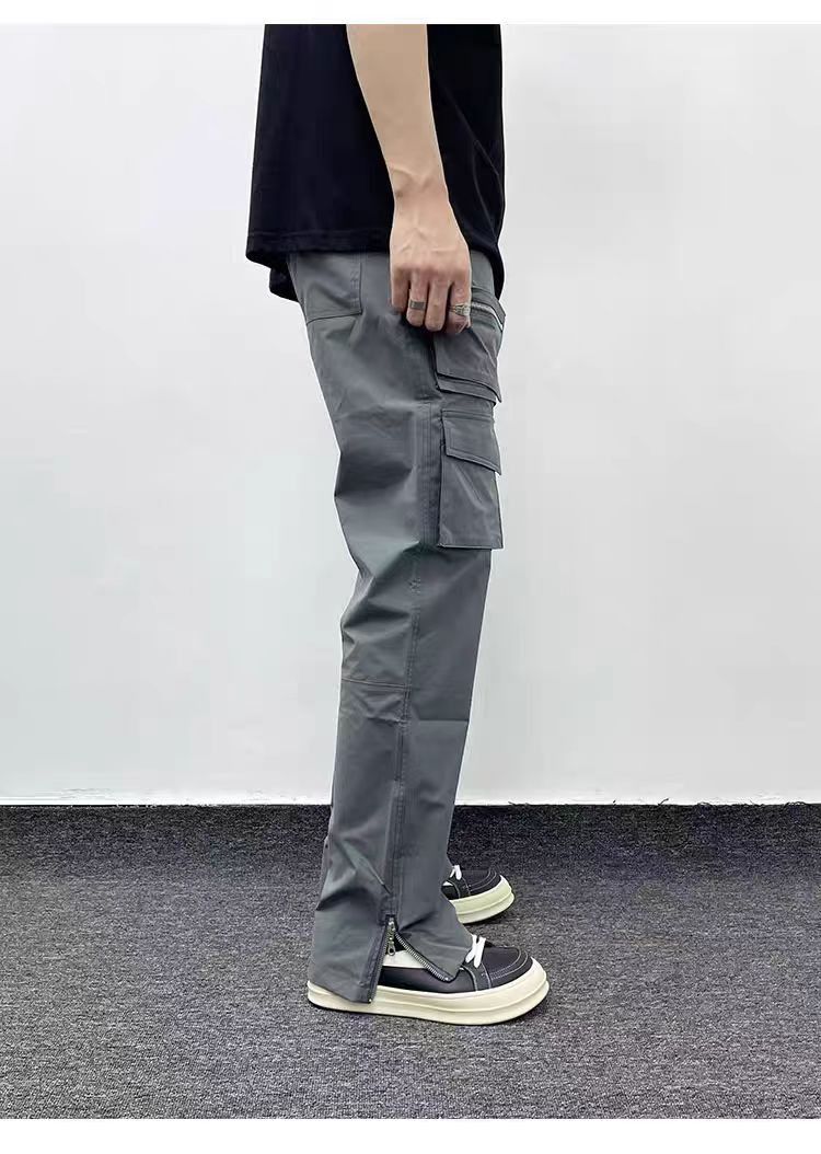 utility zipper flared tactical cargo pants