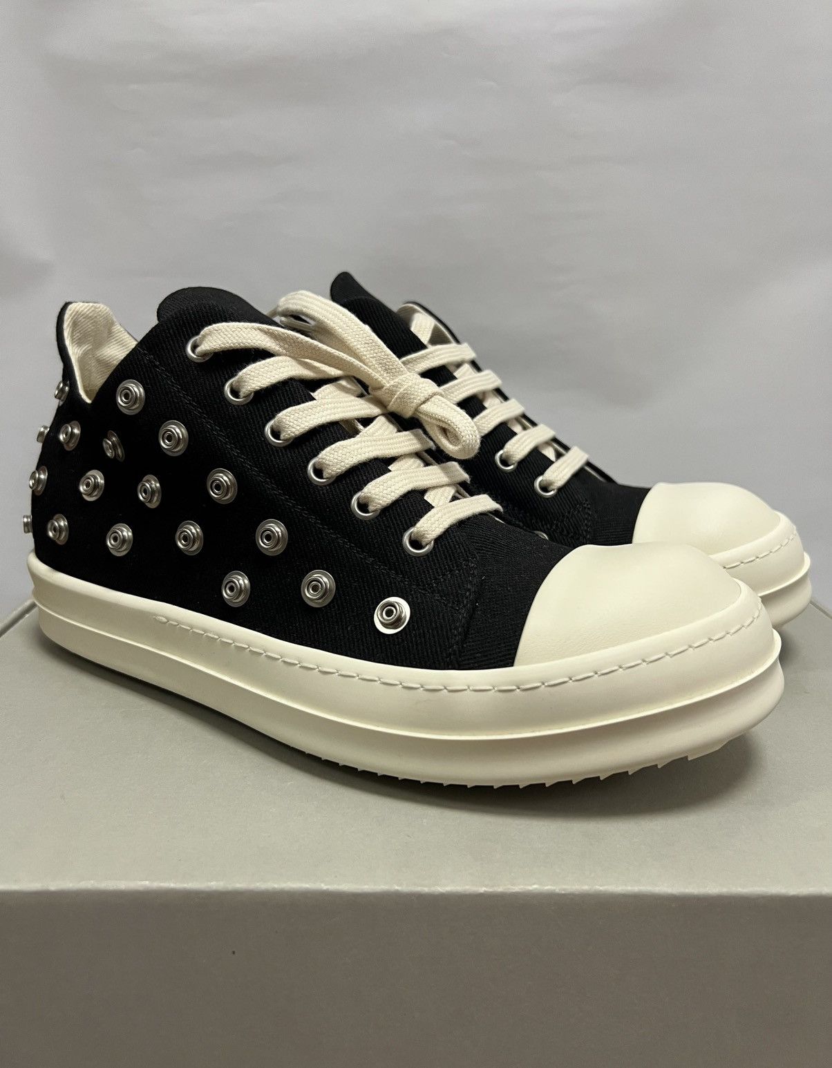 Rick Owens Rick Owens Drkshdw - SS23 EDFU Eyelet Black Milk Ramones Low Size US 7 / EU 40 - 1 Thumbnail