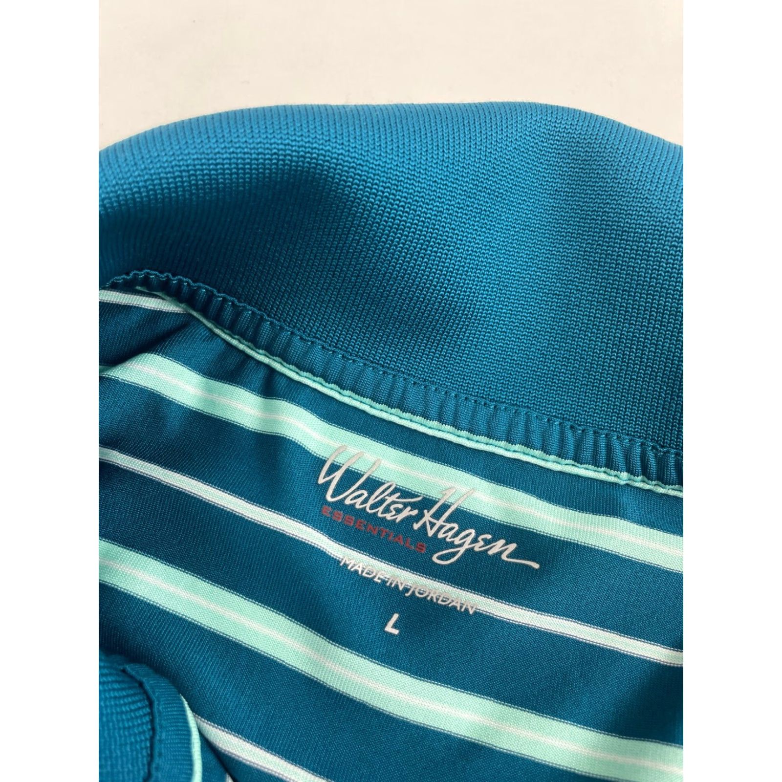 Vintage Walter Hagen Polo Shirt Men L Turquoise Teal Golf Striped Short Slv Polo Size US L / EU 52-54 / 3 - 6 Thumbnail